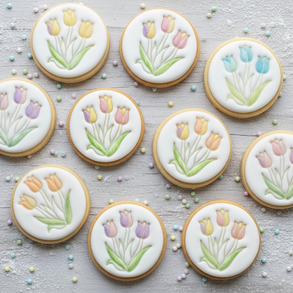 BAKERLOGY Tulip Garden Mini Cookie Cutter & Stamp – Floral Baking Tool