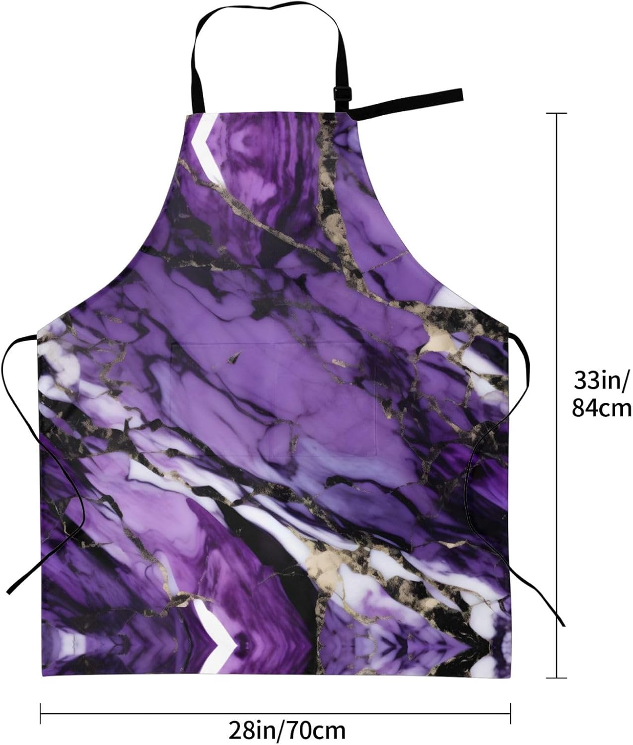 marble purple print Waterproof apron with pocket adjustable cooking apron for adult kitchen bibs to bake