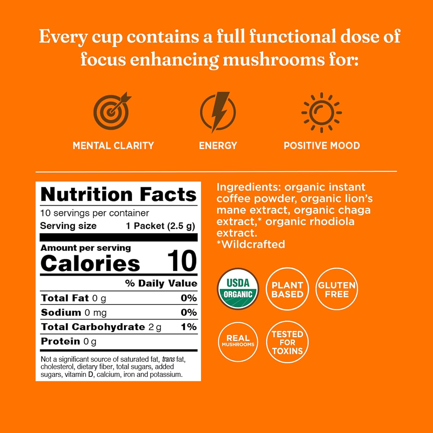 Four Sigmatic Focus Organic Mushroom Coffee | Instant Mushroom Coffee 