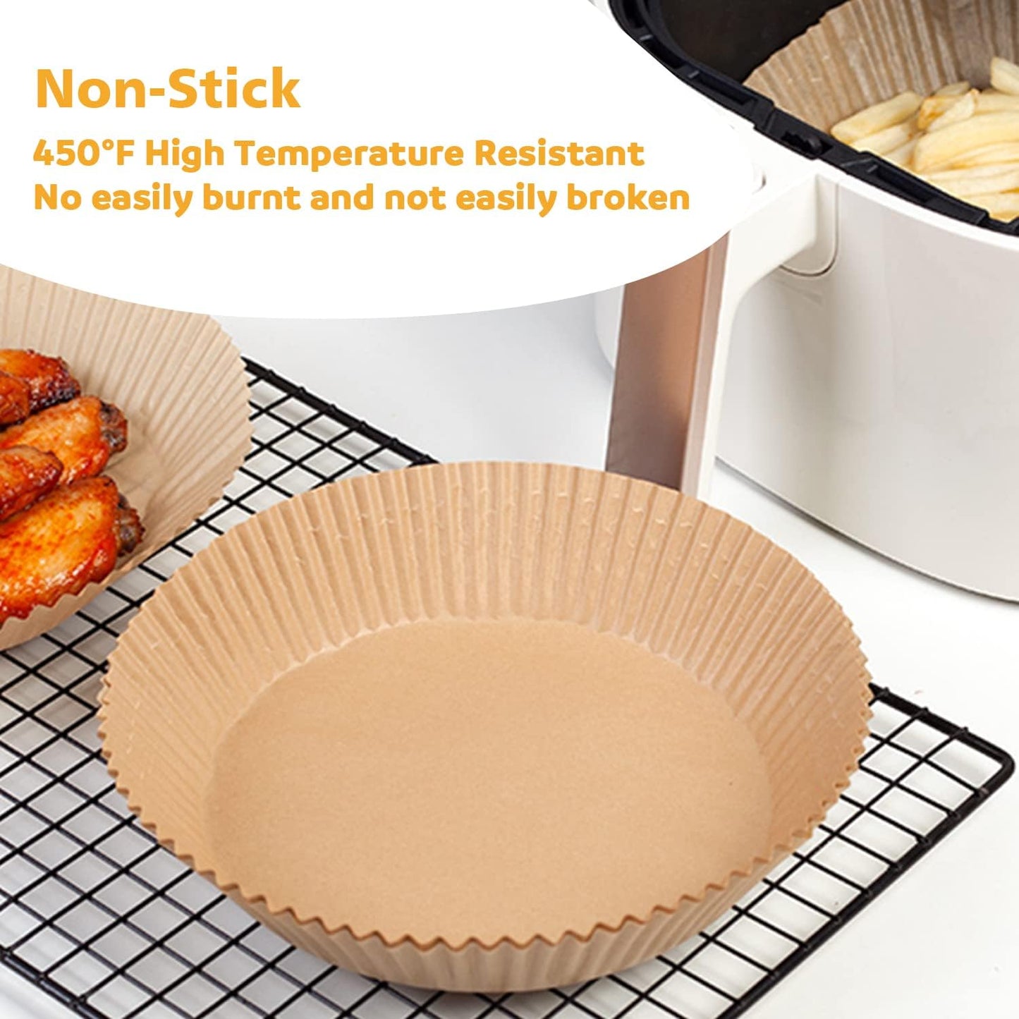 Ailun Air Fryer Paper Liners 8inch, 100PCS Non-Stick Parchment Paper,O
