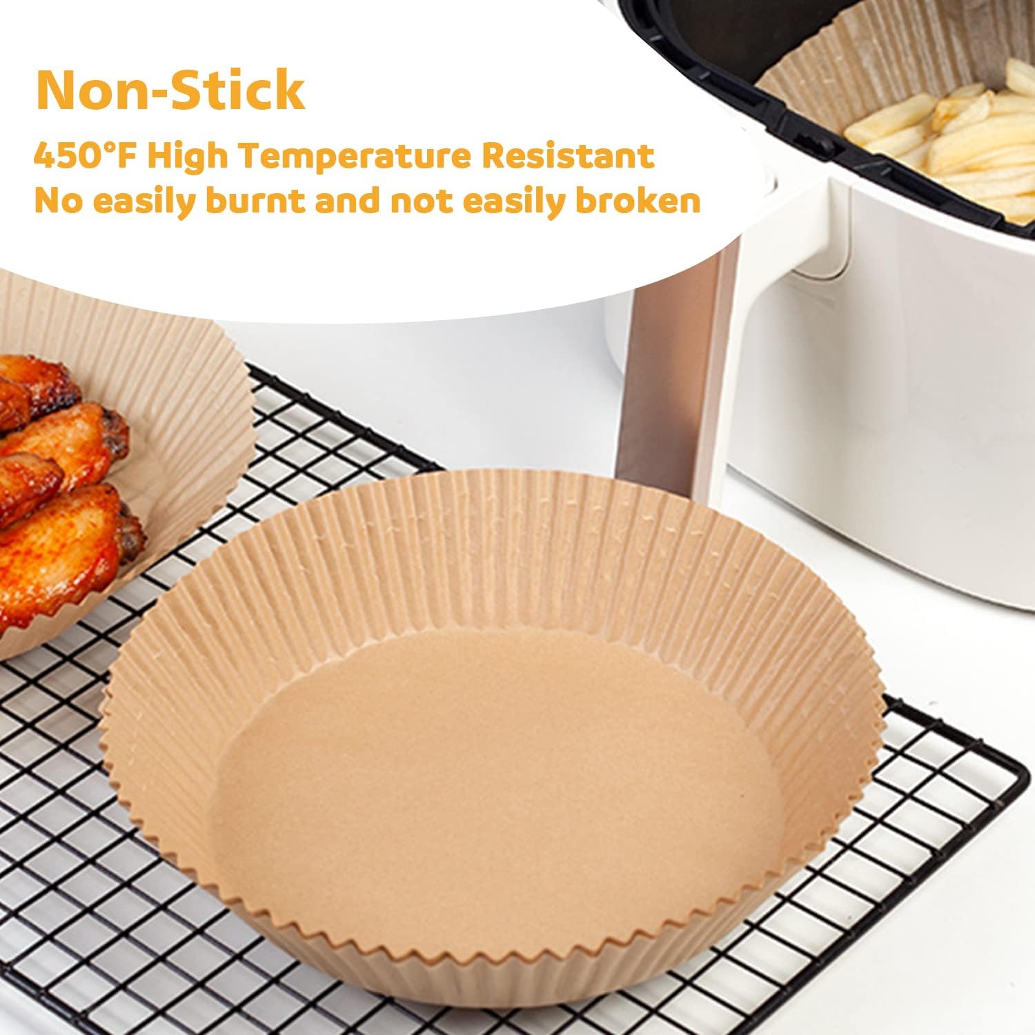 Ailun Air Fryer Paper Liners 8inch, 100PCS Non-Stick Parchment Paper,O