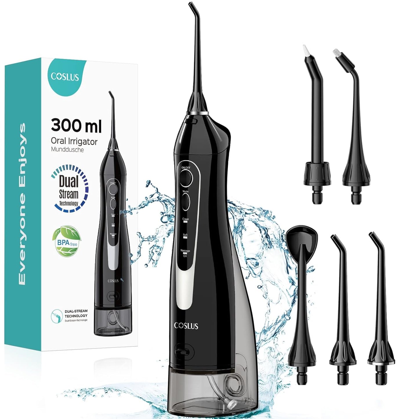 COSLUS Water Dental Flosser Teeth Pick C20(F5020E): Portable Cordless 