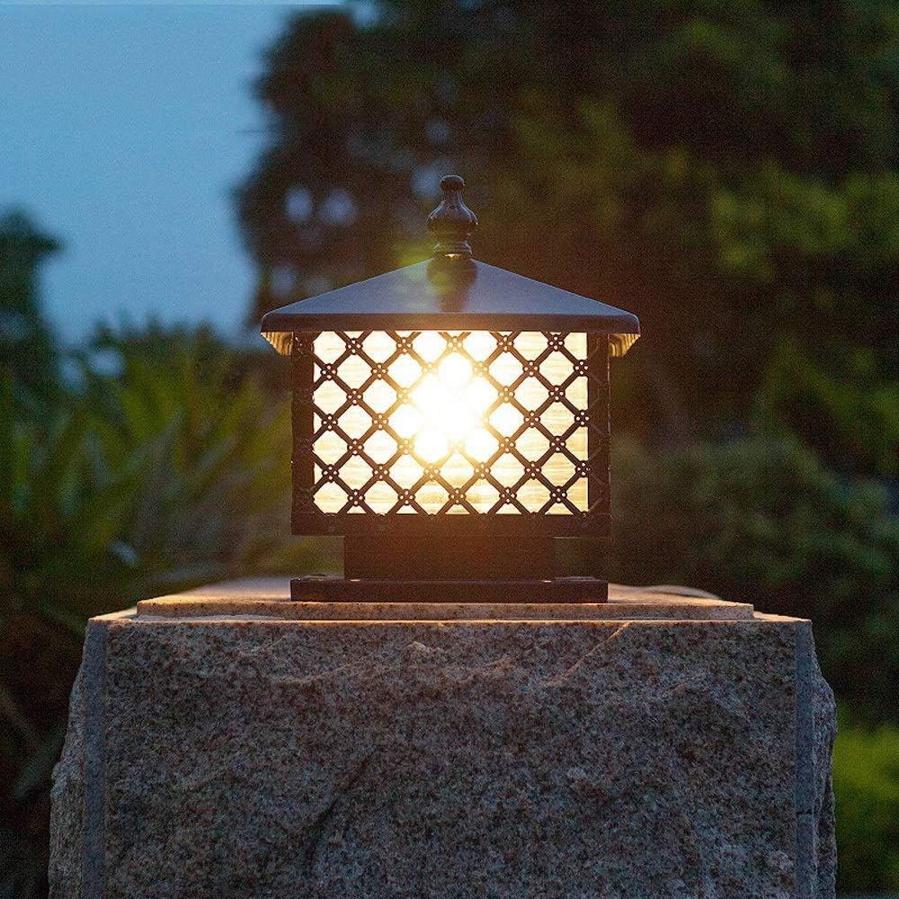 Outdoor Waterproof Post Cap Lights Wall Courtyard Gate Lamp Retro Villa Garden Landscape Door Solar Column Head Post Porch Patio Pillar Lamp Street Lantern Table Light