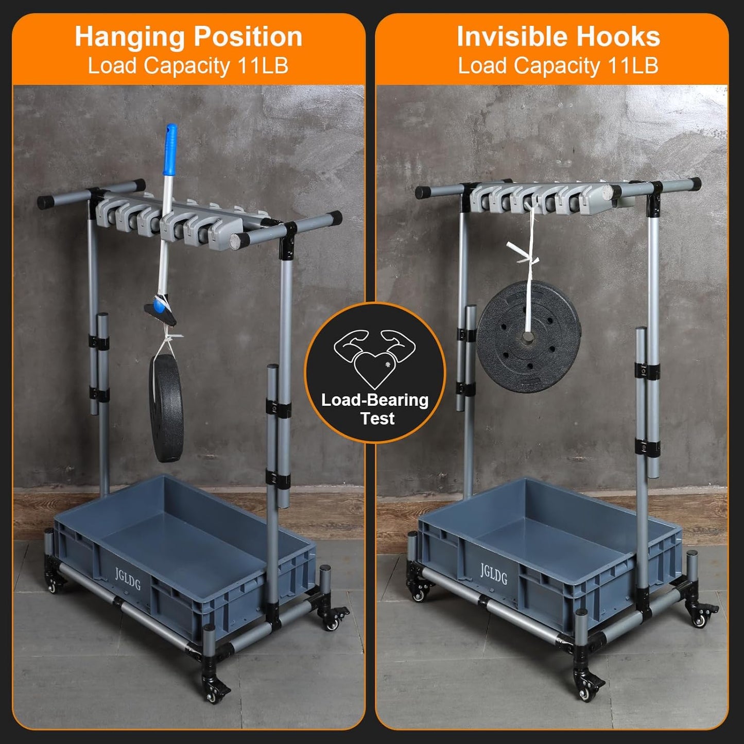Freestanding Mobile Cleaning Tool Storage Rack, Mop and Broom Holder (