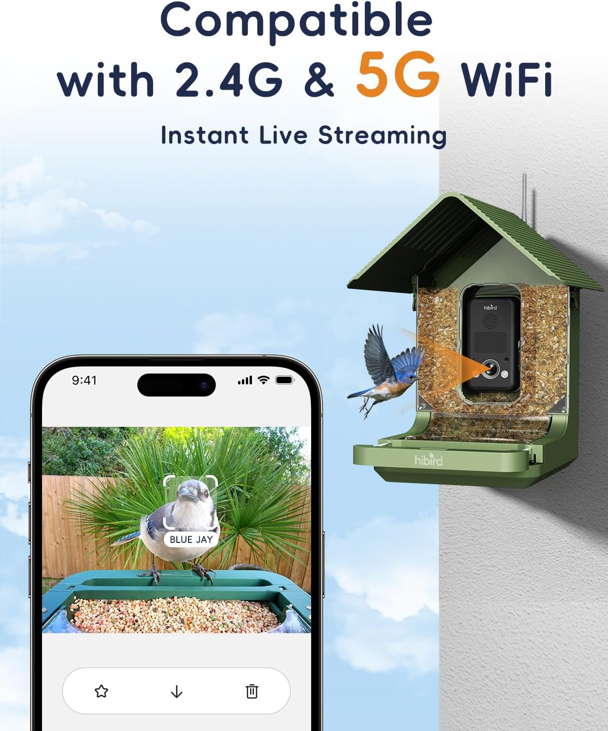 Bird Feeder with Camera, 32MP Photos & 4K Video with Live View, 5GHz/2.4GHz WiFi, AI Identify Birds Species and Instant Arrival Alerts for Bird Lovers