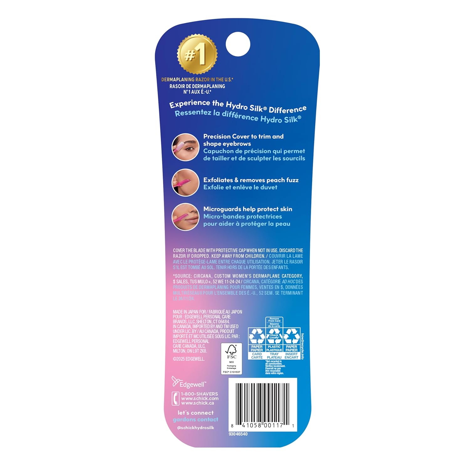 Schick Hydro Silk Touch-Up Dermaplaning Tool with Precision Cover, 3ct