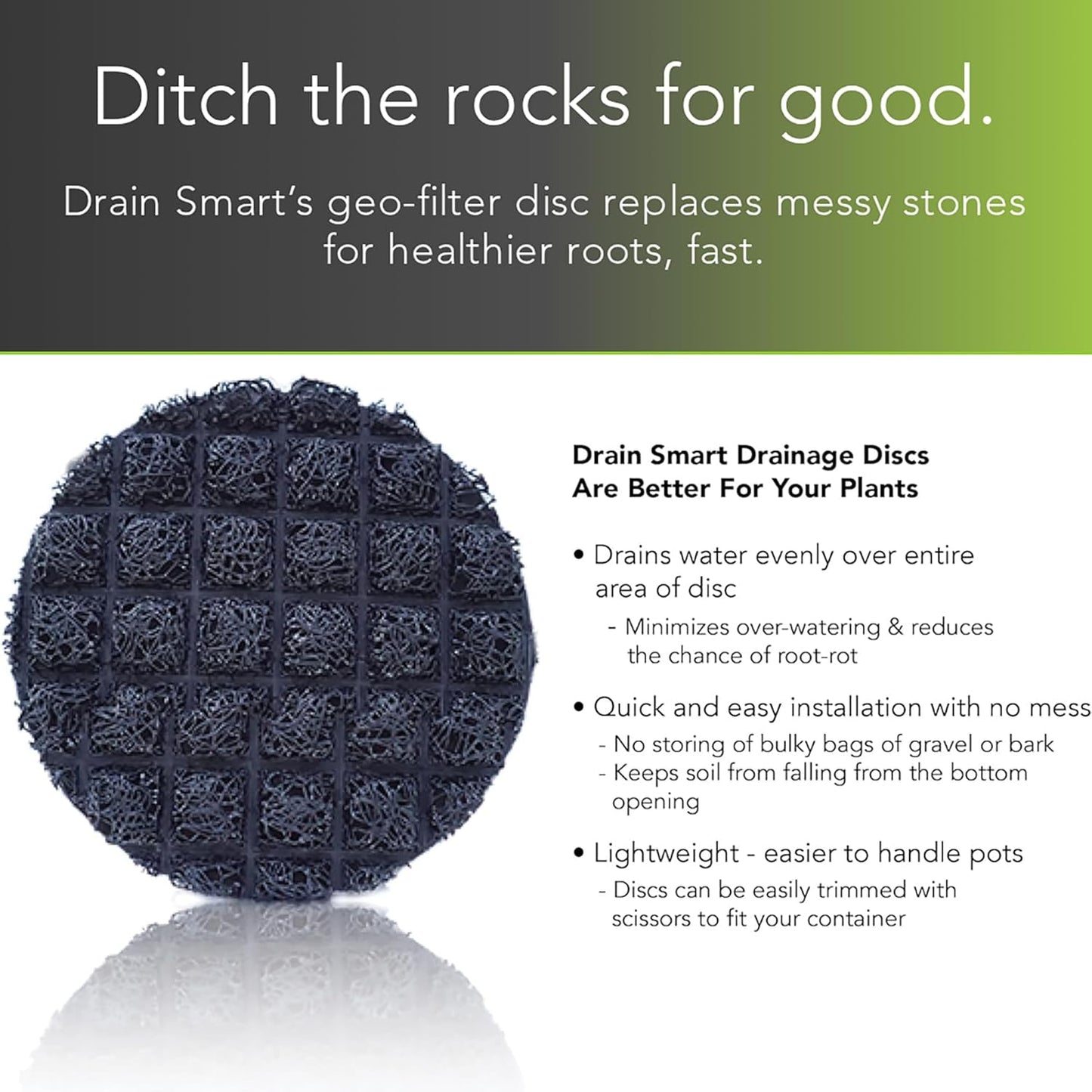 3D Mesh Planter Pot Drainage Insert Disc – Made in USA – Keeps Soil in, Lets Water Drain Out – Cleaner, Lighter Alternative to Gravel for Indoor & Outdoor Planters (6" – 5 Pack)