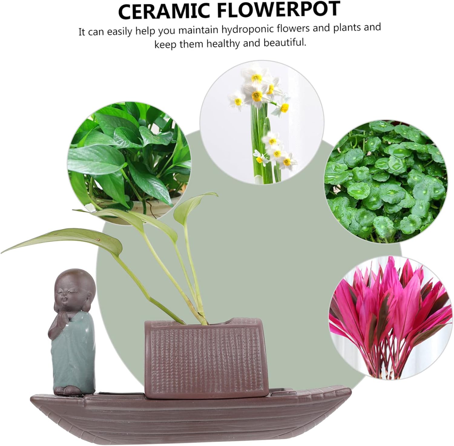 Ceramic Desktop Vase Decorative Flower Container Boat Design for Home 