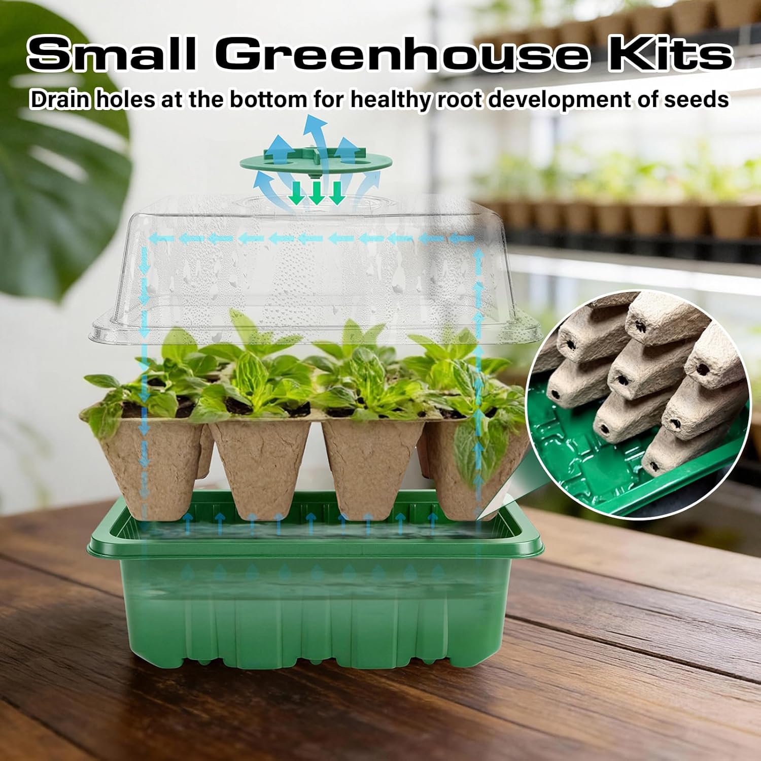 Seed Starter Tray Kit 10 Pack, Seed Starting Trays with Humidity Dome 