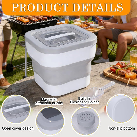 Wood Pellet Storage Container with Scoop, Waterproof Foldable Storage 