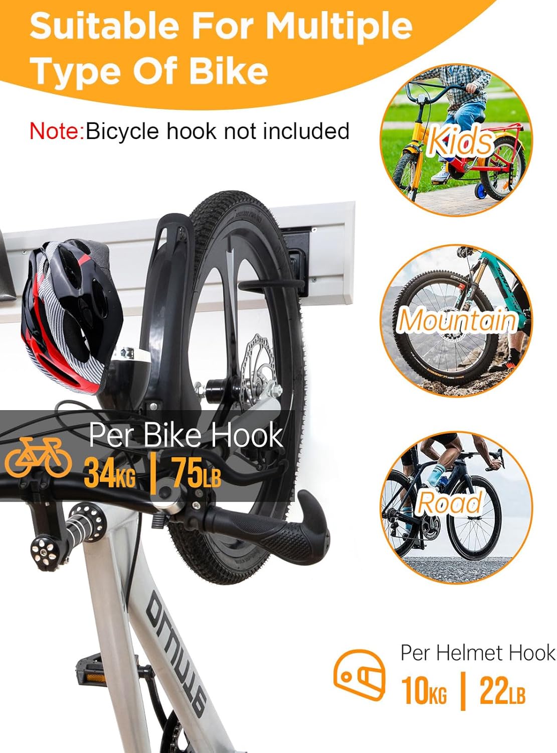 Slat Wall Paneling Garage Tool Organizer Wall Mount Yard Tool Organizer for Garage, Bike Storage Rack Garage Organizers and Storage