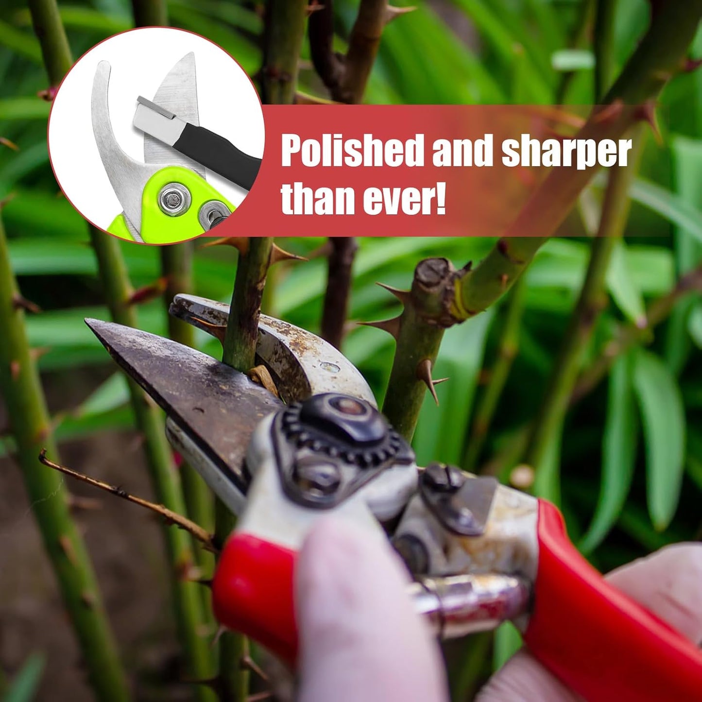 2 Pcs Garden Tool Sharpener, Multipurpose Usage Knife Sharpener Premium Wolfram Steel Portable Pocket Blade Sharpener for Pruning Shears Axe Hatchets Scissors Sickle Fence Shears(Black)