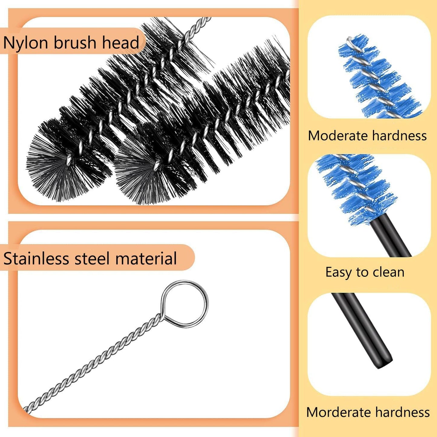 Hummingbird Feeder Cleaning Brush 25 pcs 4 Sizes Mini Nylon Tube Brush Set,Cleaning for Baby Bottles, Tubes, Jars, Bird Feeder