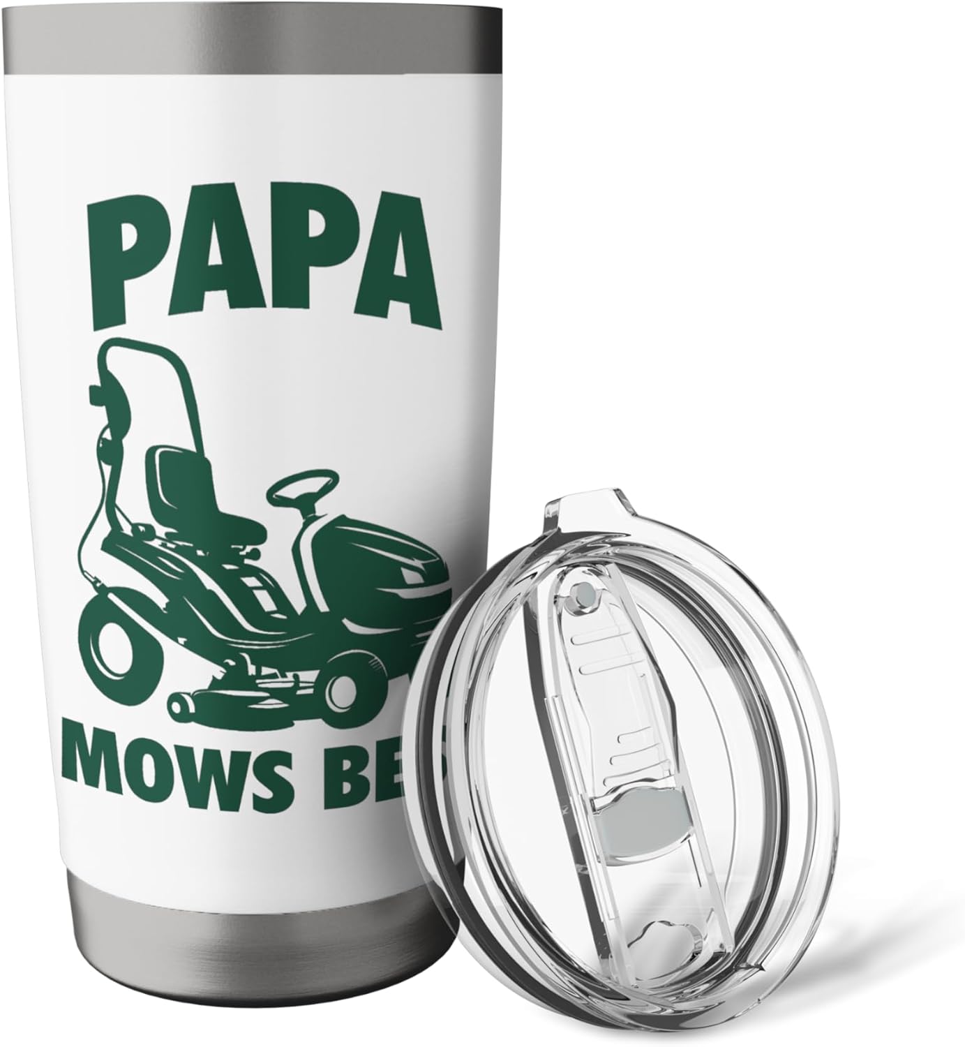 Papa Mows Best Lawn Care Dad Mowing Landscaper Father's Day Stainless Steel Insulated Tumbler