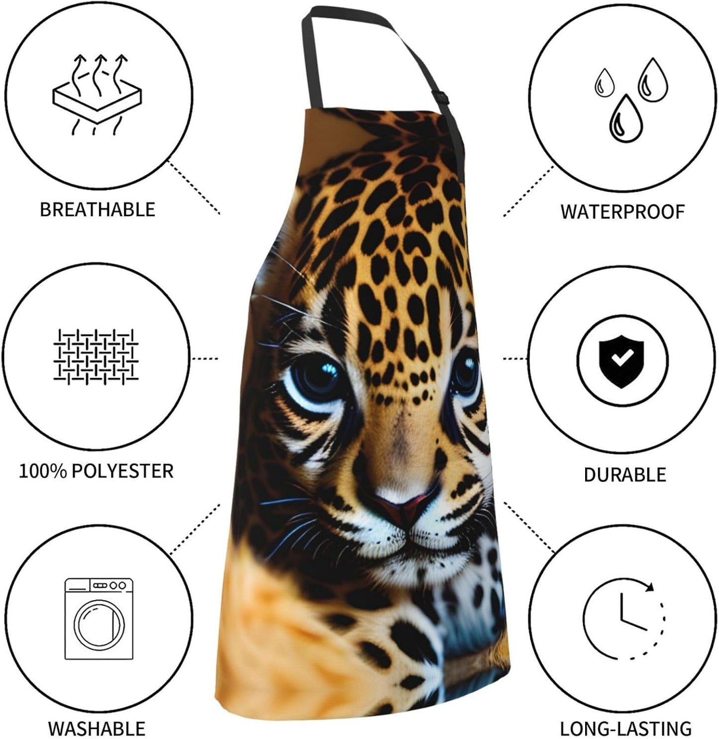 Cute Baby Jaguar 1 print Waterproof chef's apron with pocket apron for kitchen cooking baking barbecue and gardening