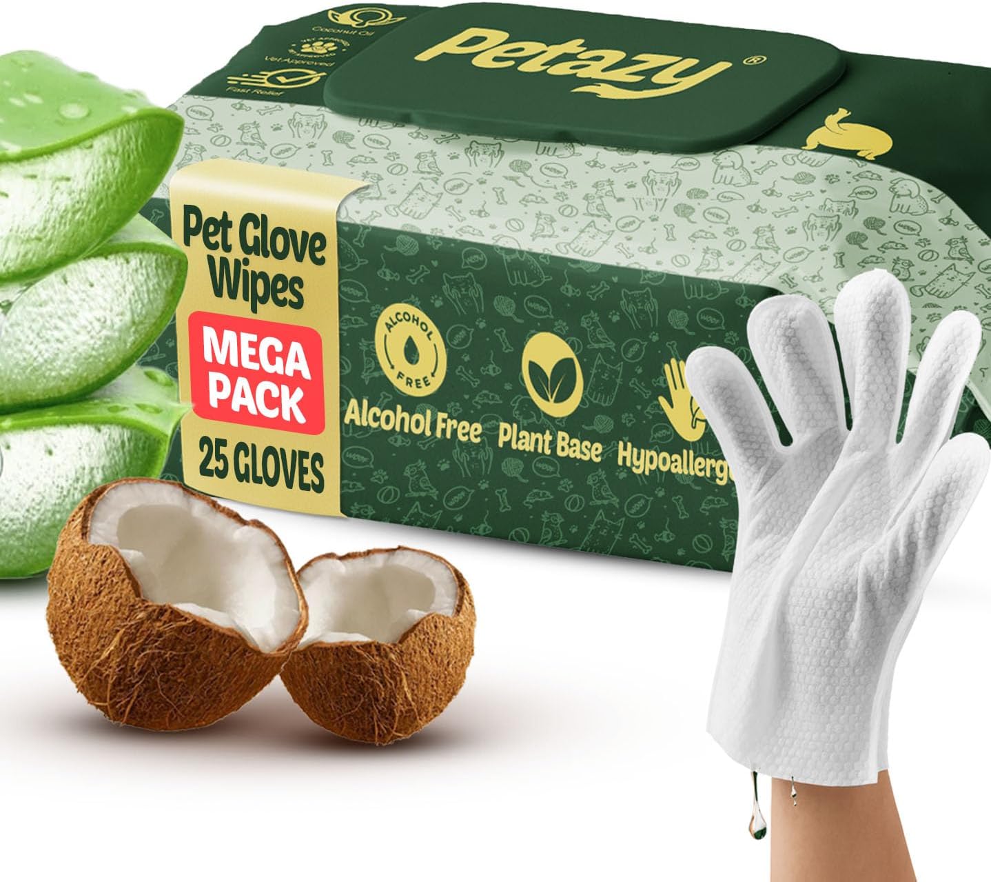 Pet Glove Wipes for Dogs & Cats – Hypoallergenic Thick Cleaning Gloves