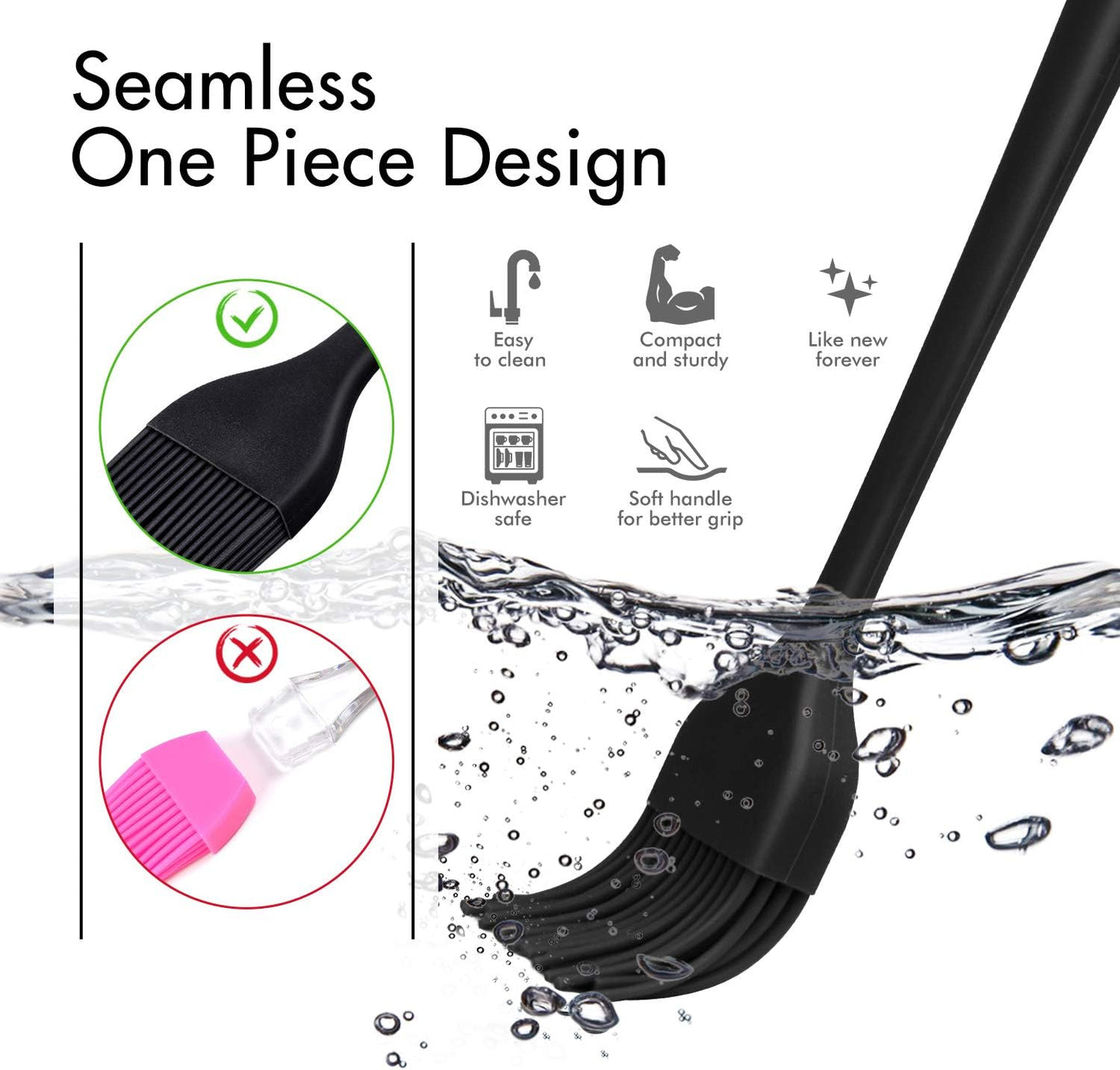 HOTEC 600℉ Heat Resistasnt Basting Brushes, BPA Free Silicone Pastry B