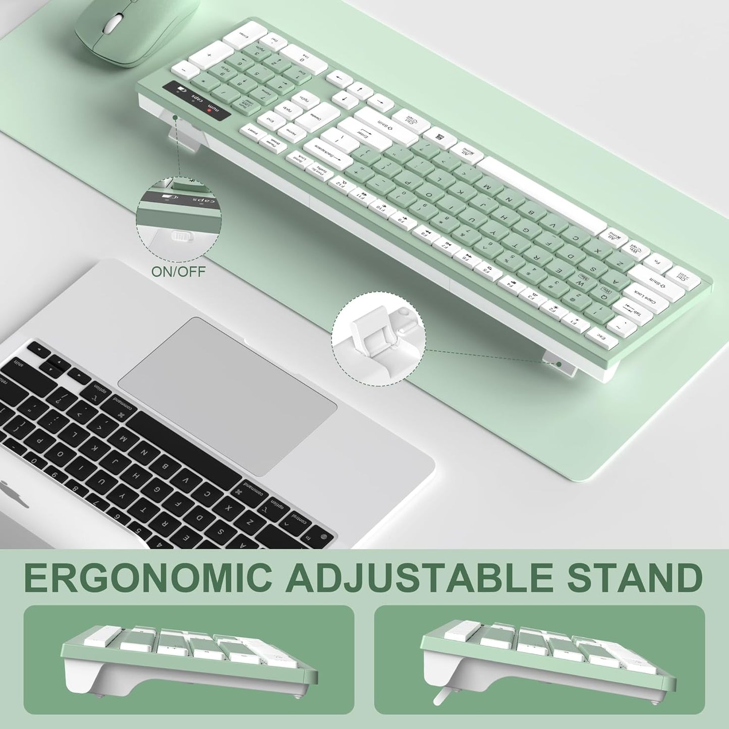 Wireless Keyboard and Mouse Combo, Full-Sized Wireless Keyboard and Ad