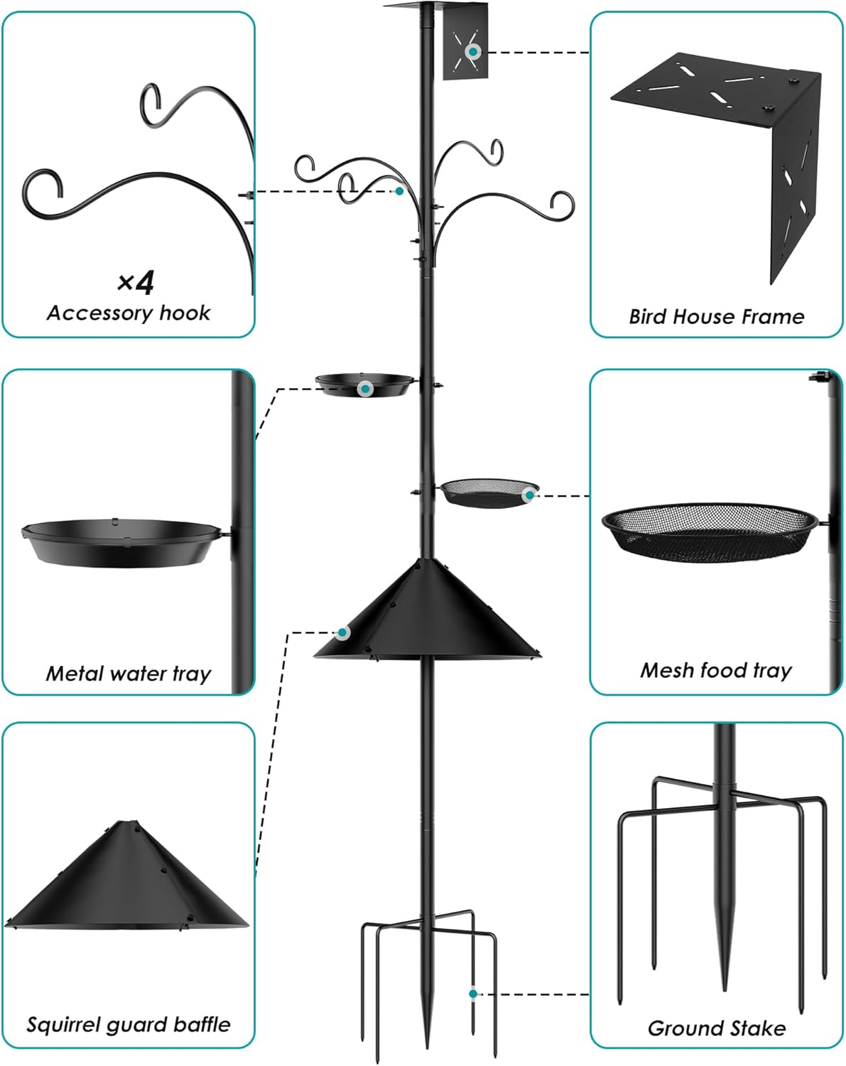 Bird Feeder Pole Squirrel Proof, 92 Inch Heavy Duty Bird Feeder Pole f