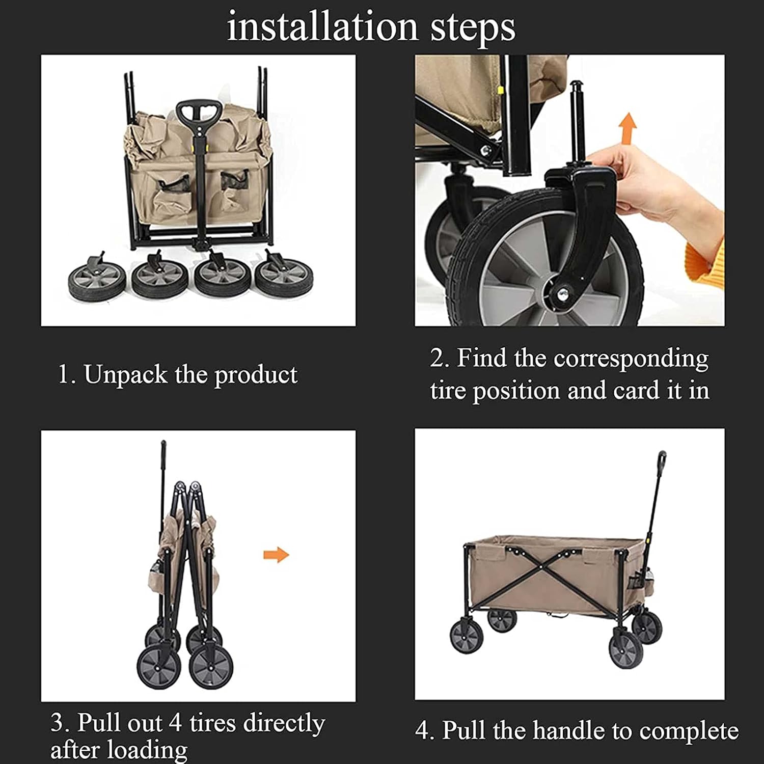 Heavy Garden Carts Outdoor Camping Folding Multi-Function All Terrain 