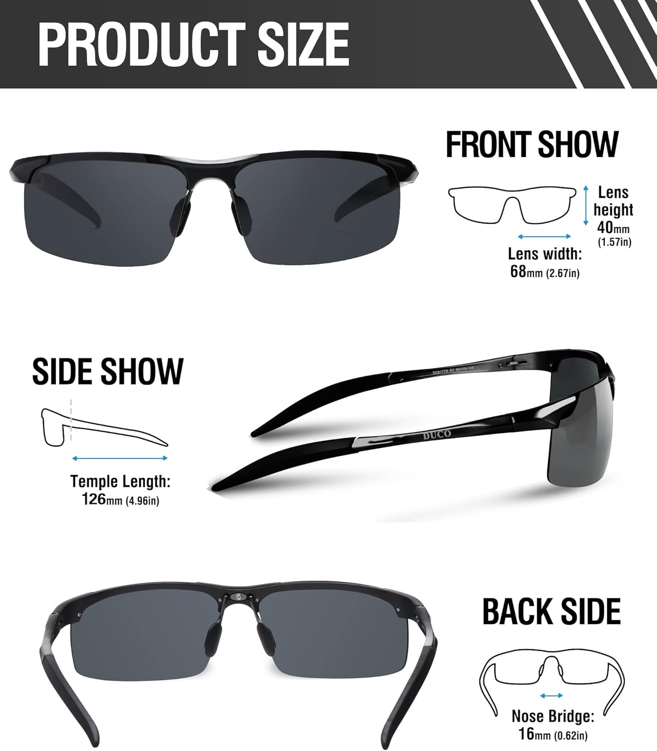 DUCO Mens Sports Polarized Sunglasses UV Protection Sunglasses for Men