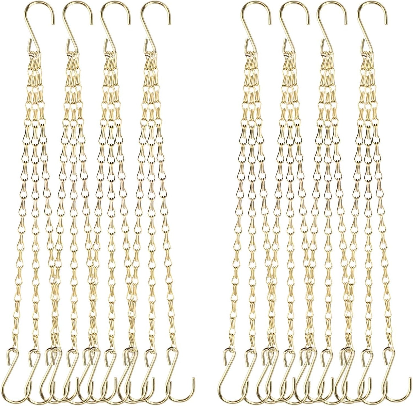 PINGEUI 8 Pack Gold Hanging Baskets Chains, 16 Inch Heavy Duty Metal Hanging Basket Chain Decorative Chains with S Hook, Plant Hanger Indoor Outdoor Replacement Hanging Chains