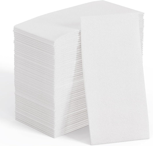 JOLLY CHEF 200 Pack Disposable Paper Napkins, Soft Bathroom Napkins for Guests, 2-Ply White Paper Hand Towels for Halloween, Wedding, Thanksgiving