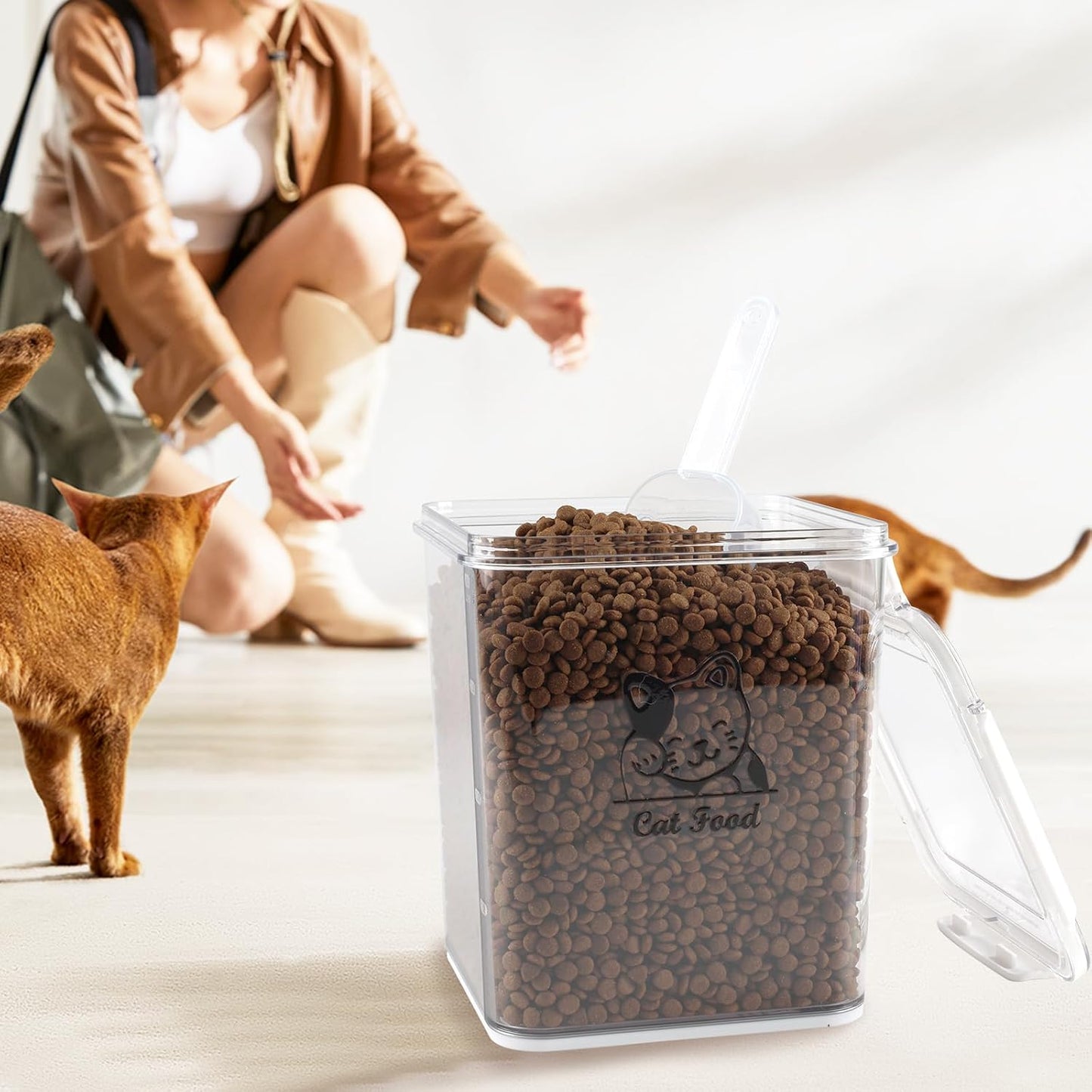 Cat Food Storage Container|Airtight Cat Food Container with Spoon |5.8