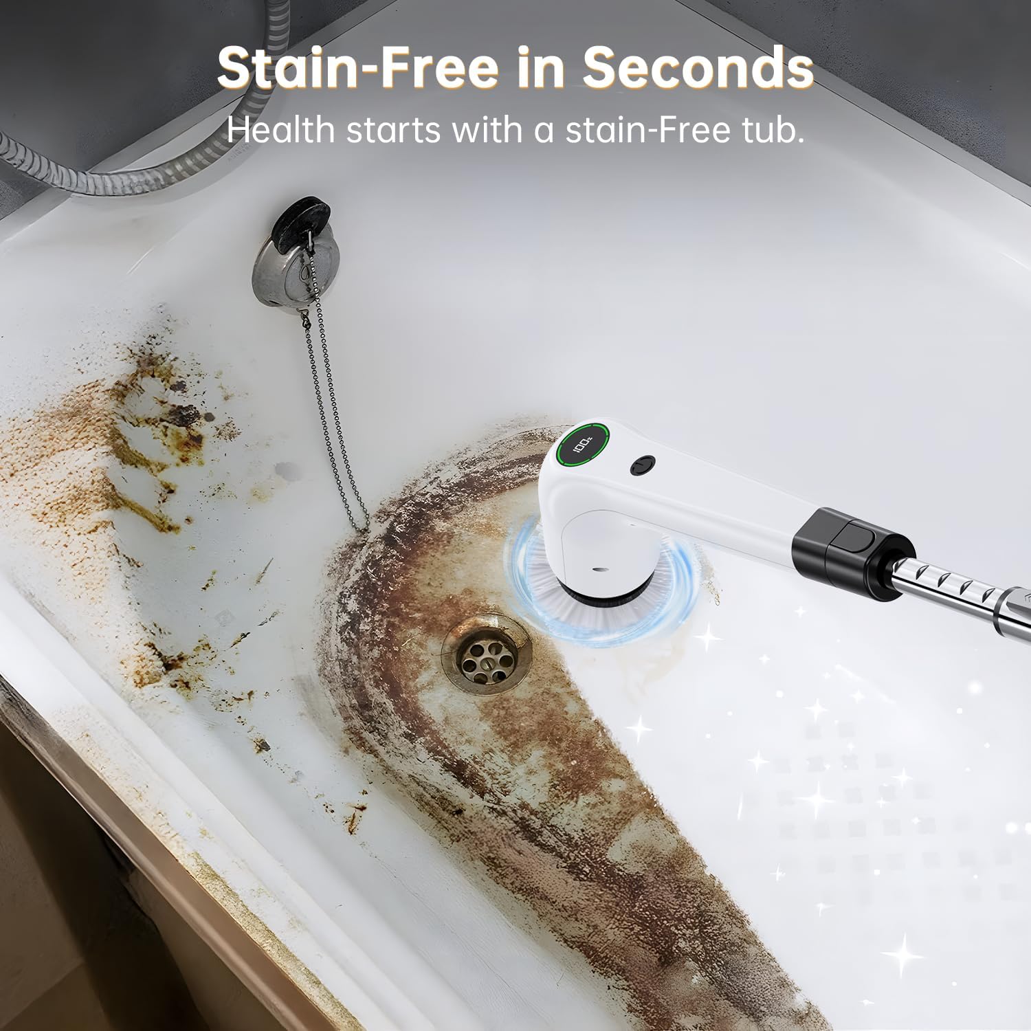 Electric Spin Scrubber, Cordless Shower Scrubber with 8 Scrub Brush, 2