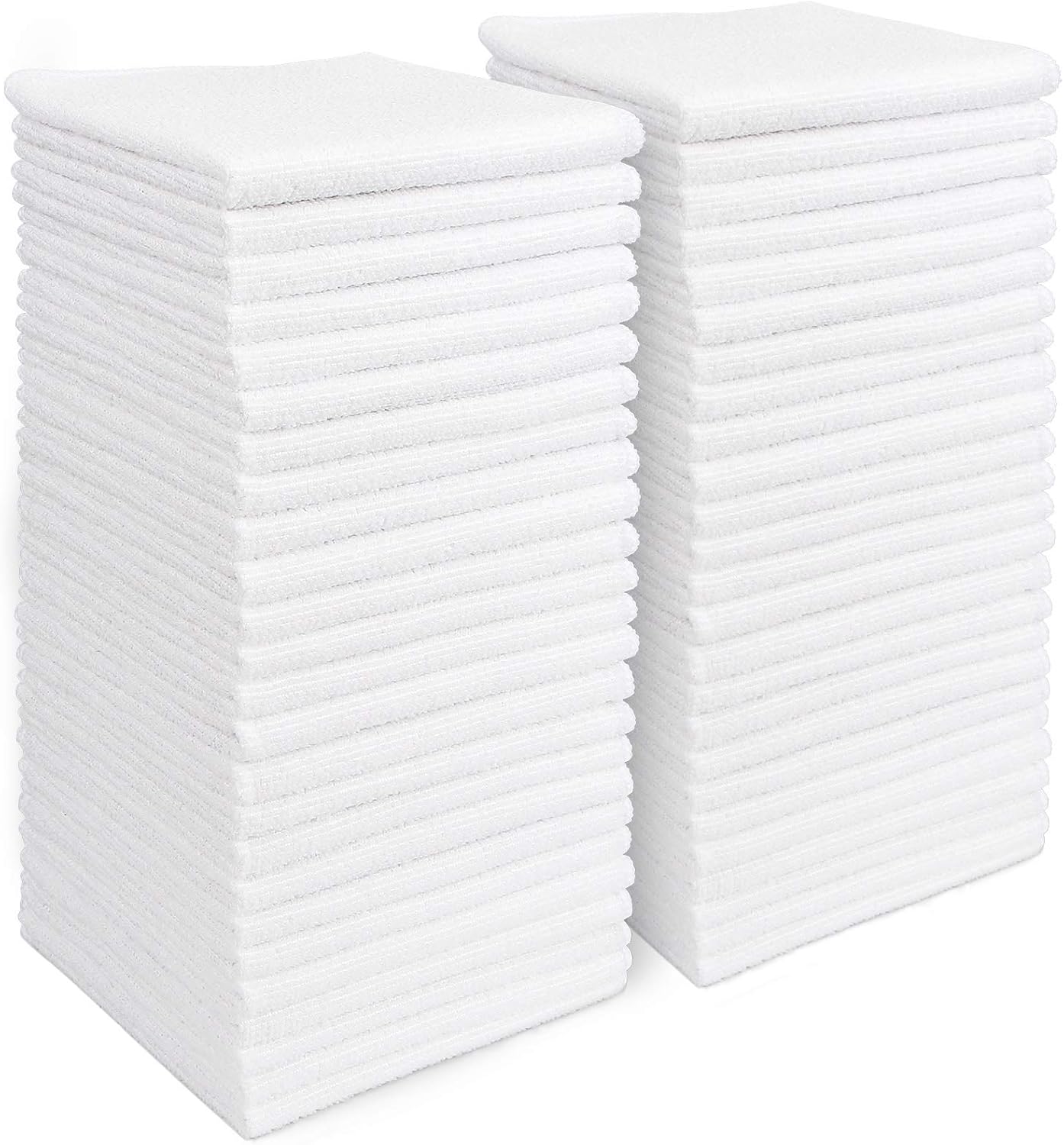 AIDEA Microfiber Cleaning Cloth White 50PK, Cleaning Rags, Lint Free Microfiber Towels, Kitchen Towels Dusting Cloth, Wash Cloths, Dish Rags White, 11.5"x 11.5"