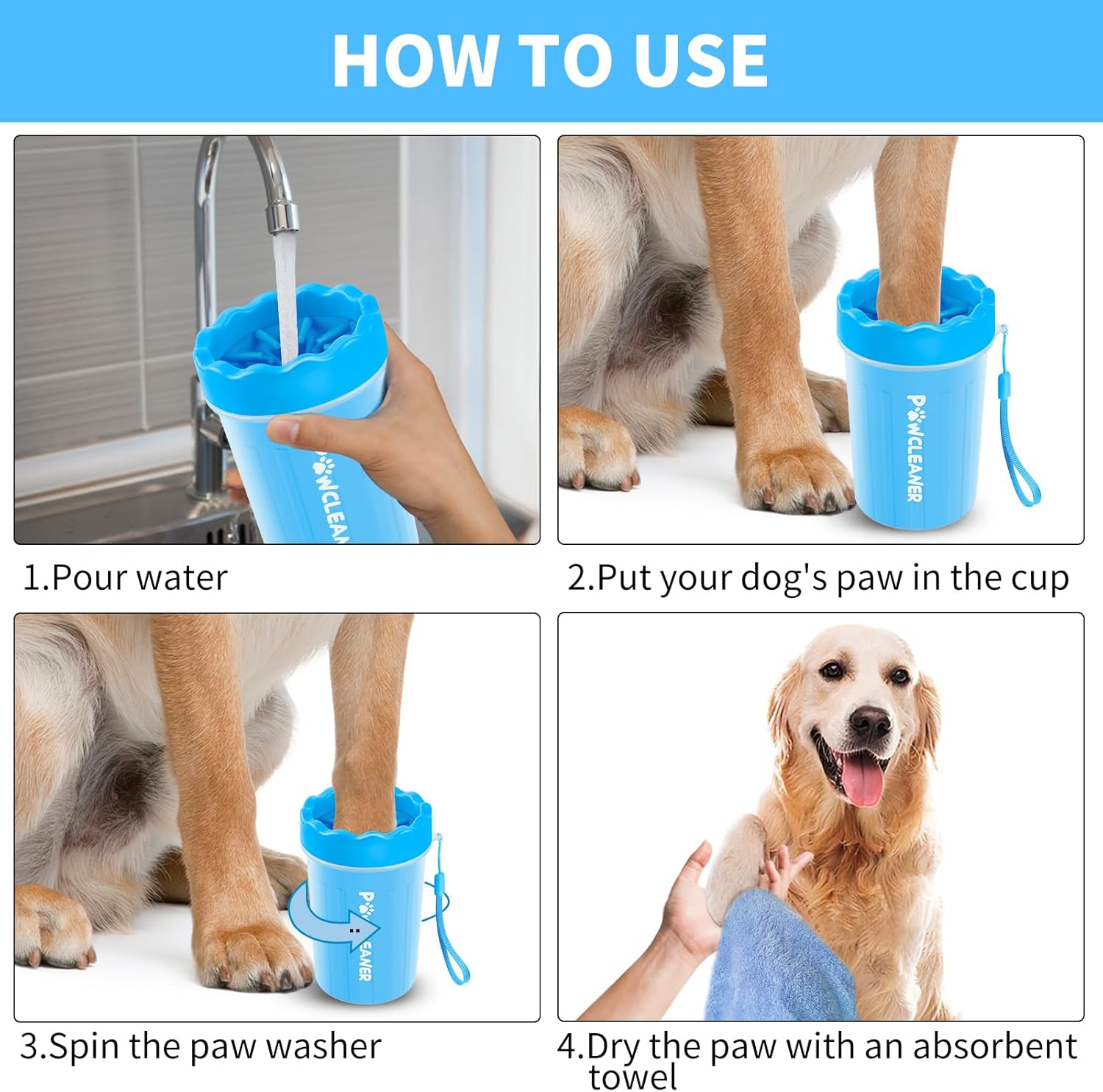 Professional 7 in 1 Dog Paw Cleaner for Dogs & Cats - Includes 1 Porta