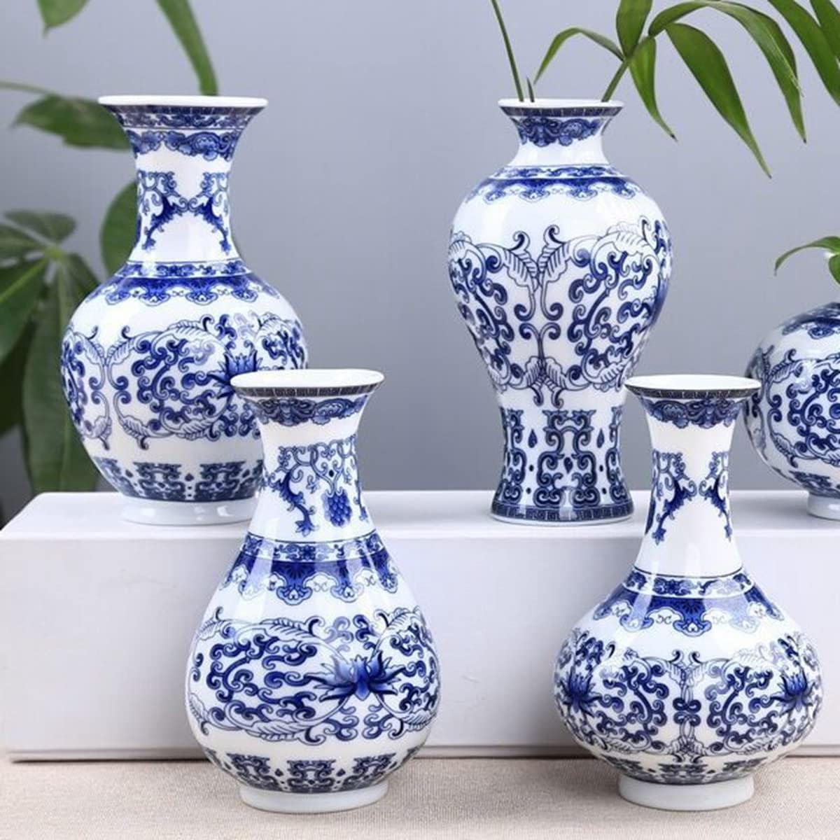ECYC Wall Hanging Flower Pots Chinese Blue and White Porcelain Vases Home Decor
