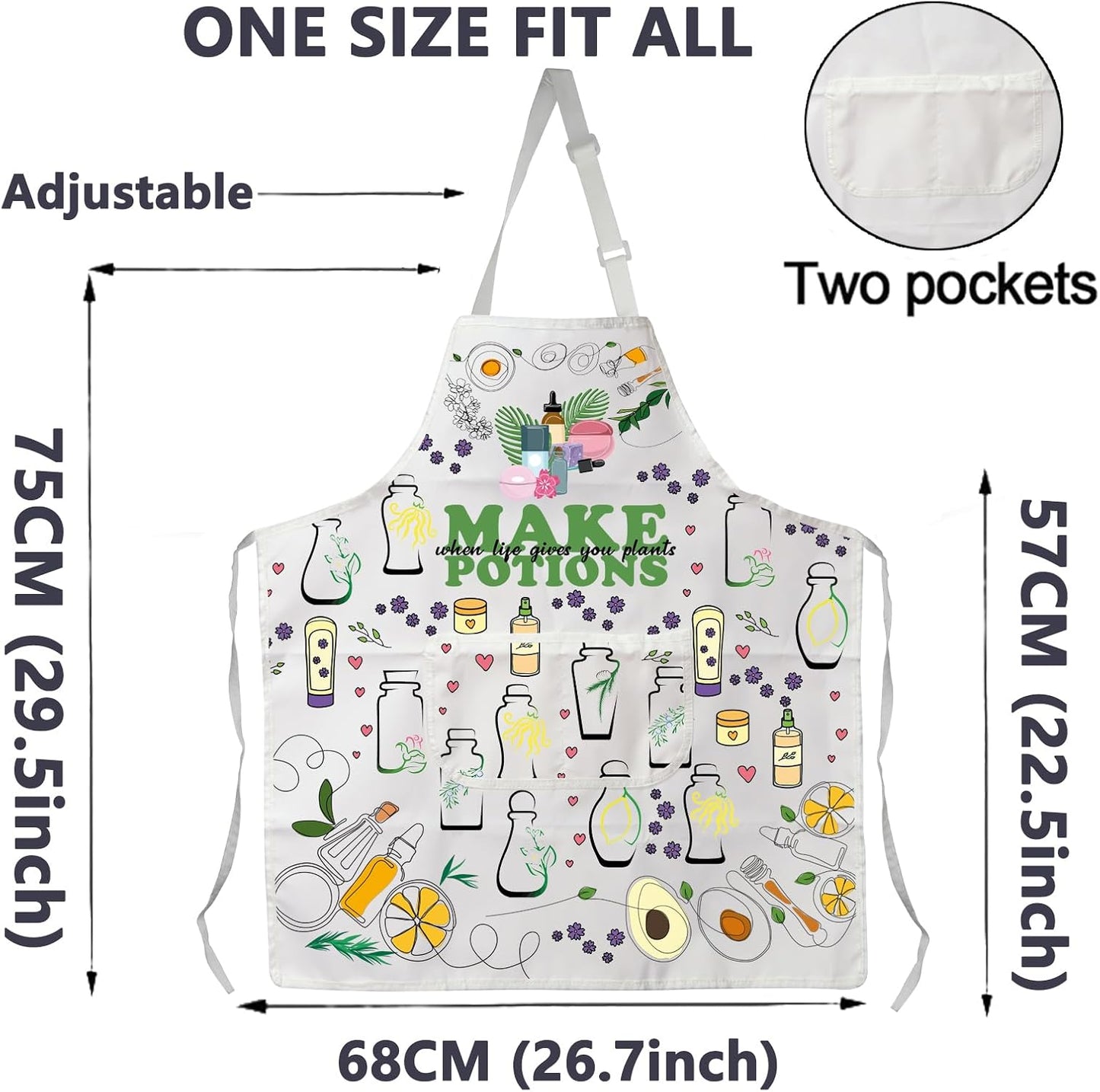 CMNIM Herb Apron with Pockets - Gardening Apron for Herb Lovers