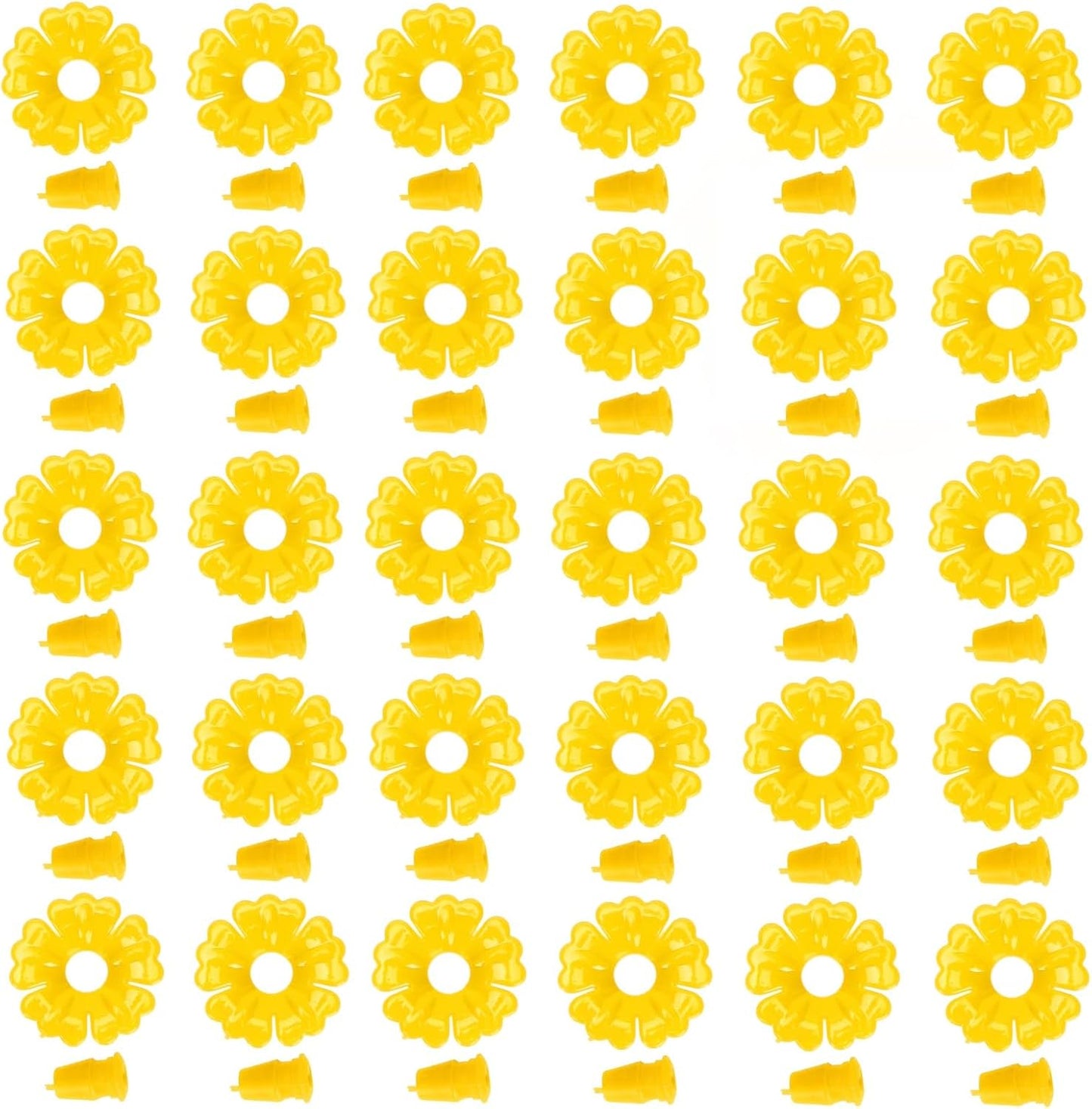 Hummingbird Feeder Replacement Flowers, 30 Pcs Hummingbird Feeder Parts, Hanging Bird Feeding Ports Replacement, Outdoors Supplies (Yellow)