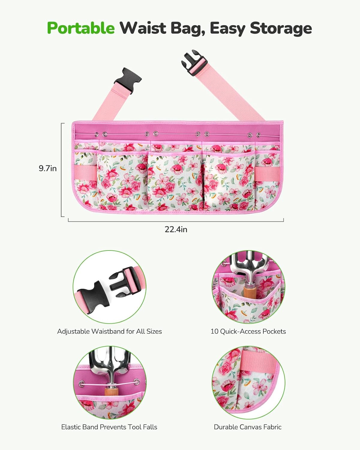 All-in-One Garden Tool Set with Tools Organizer Belt Adjustable, 10-Pi