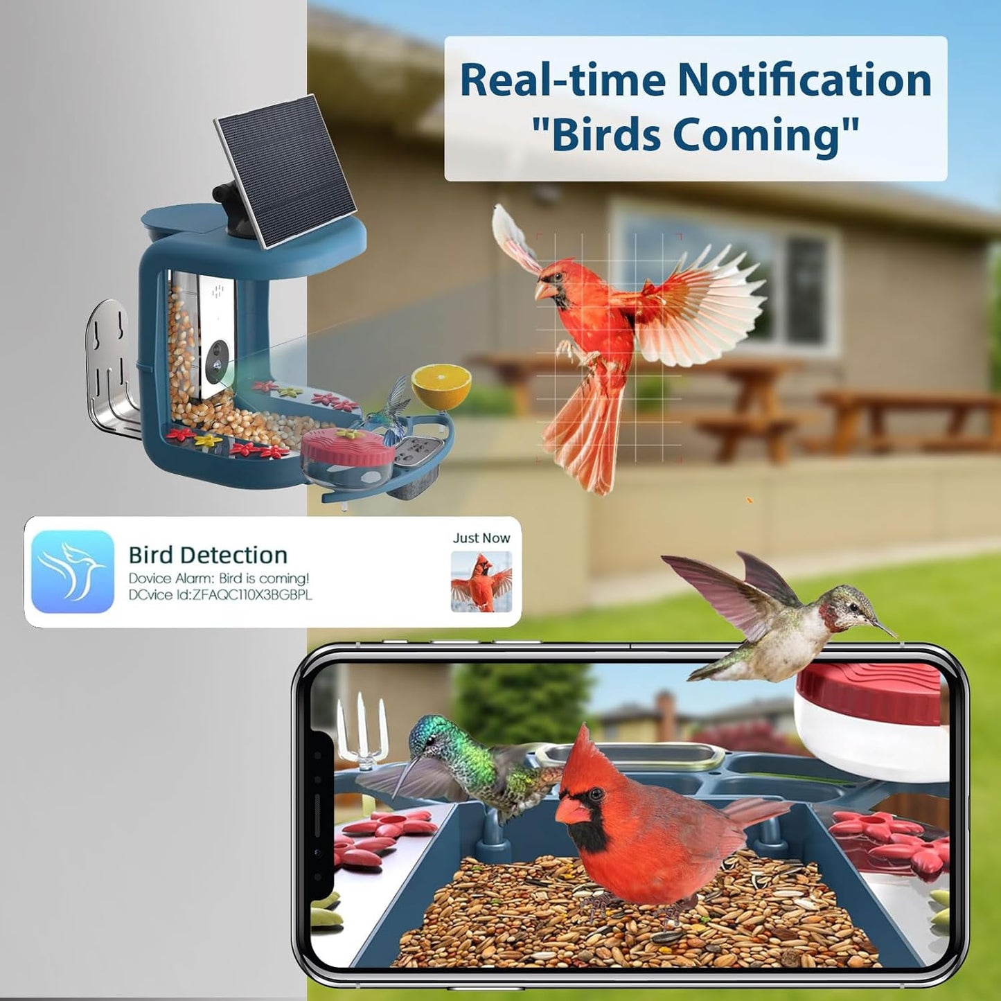 Bird Feeder with Camera, Conbby Smart Ai Identify Birds Watching Camera with Solar Powered, 2K HD Auto Capture Birds Video in Backyard, Porch, Patio, Ideal Gifts for Family and Bird Lovers