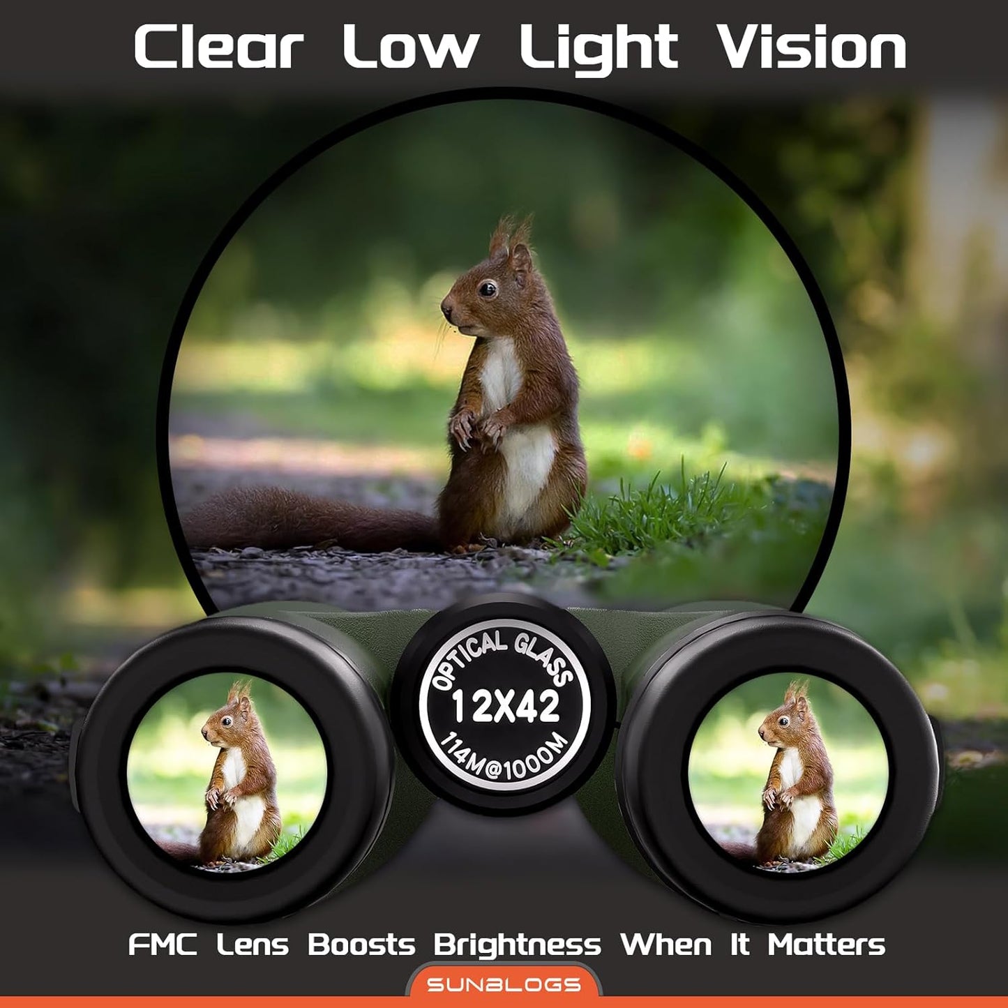 12x42 Binoculars for Adults, High Powered, BAK4 Prism, Waterproof Binoculars, Lightweight Binocular for Bird Watching, Hunting, Travel, Stargazing Cruise (Green)