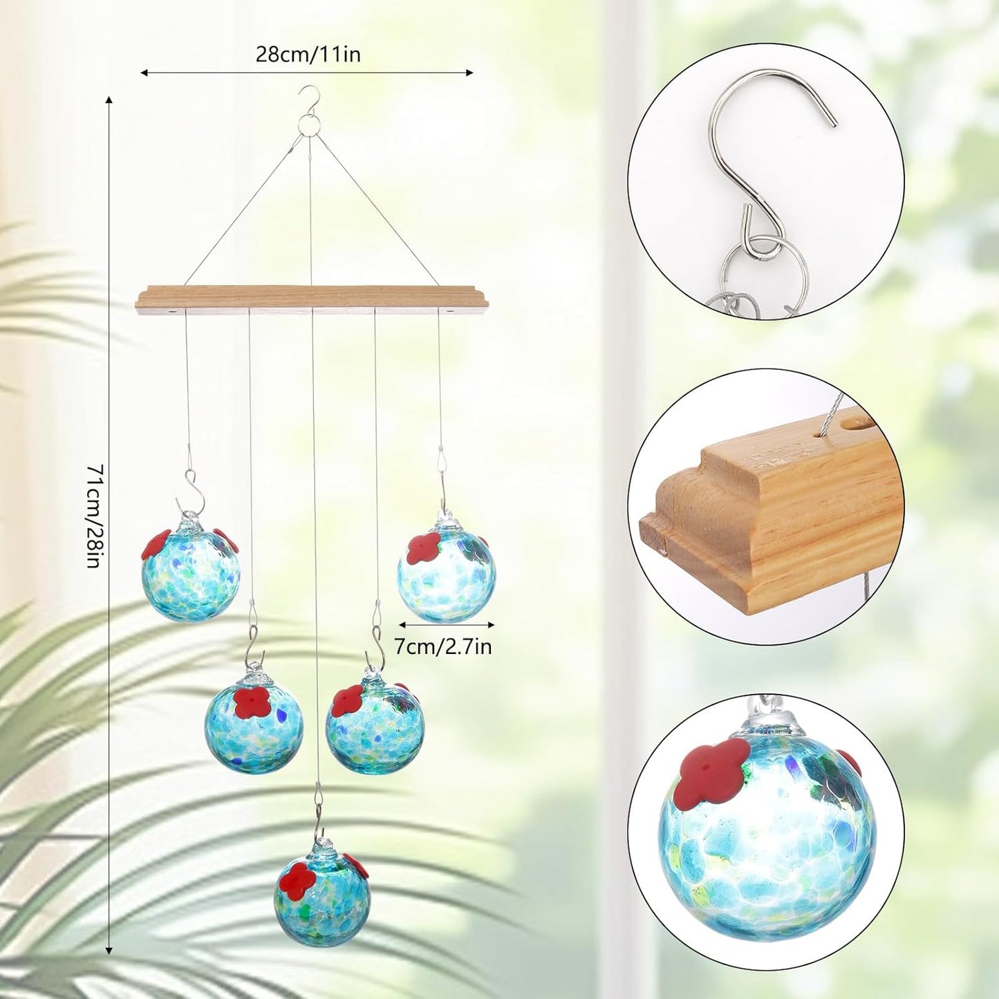Hummingbirds Attractor Glass Feeders Leakproof Base for Nature Enthusi
