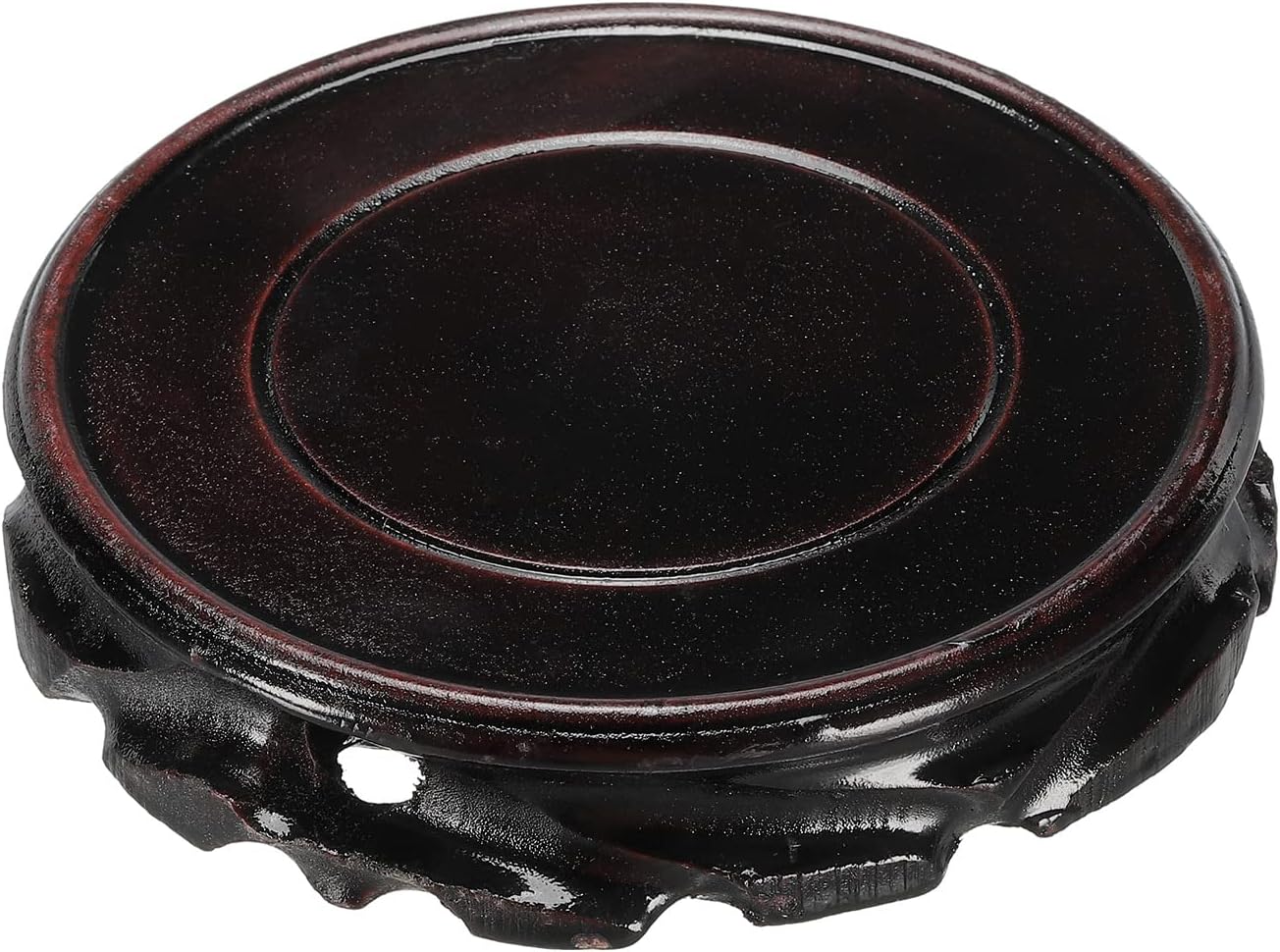 MECCANIXITY Wooden Stand Holders Displays Base 110mm Diameter Black for Vase Bonsai Stone
