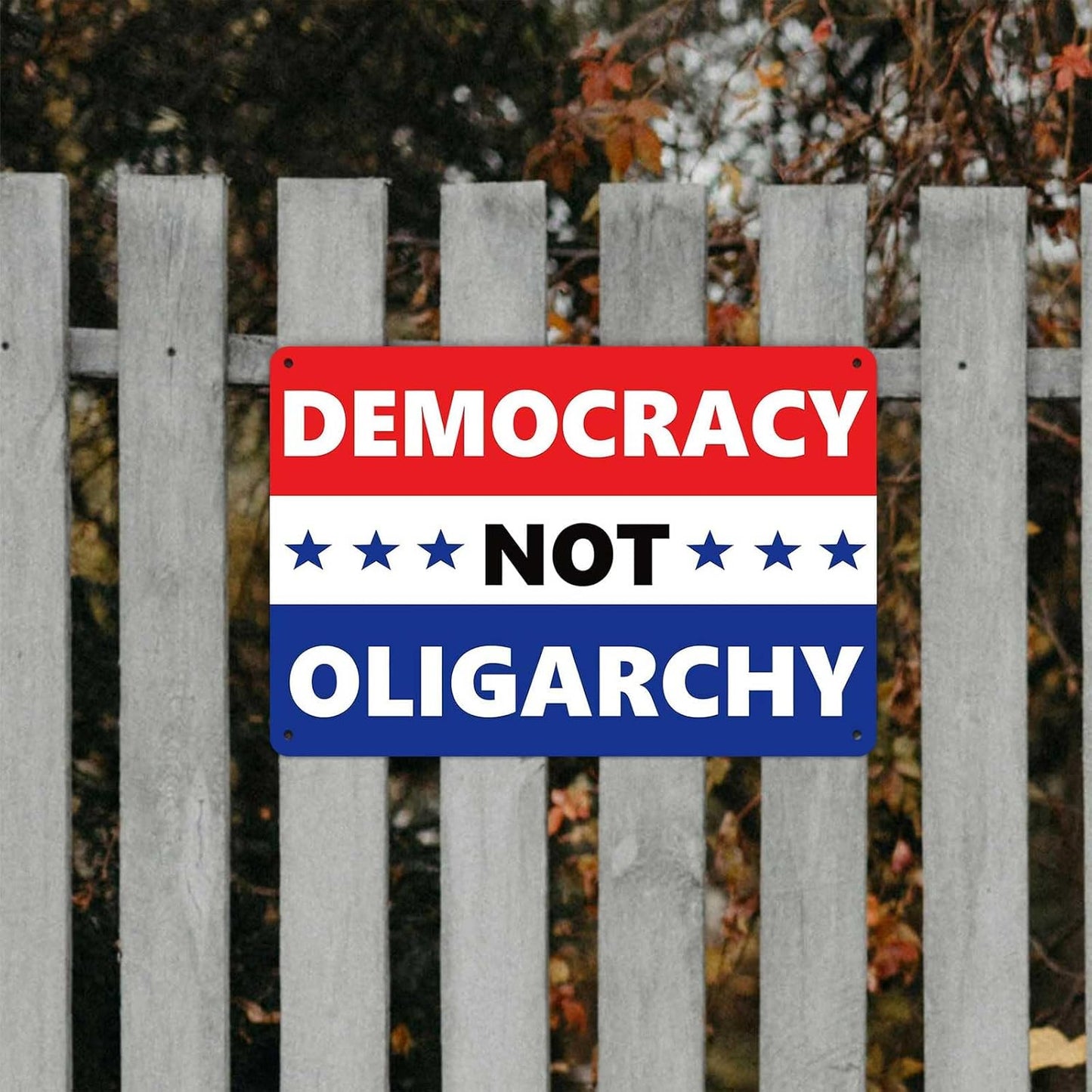 No Kings Protest Yard Metal Signs-Democracy Not Oligarchy Poster For Y