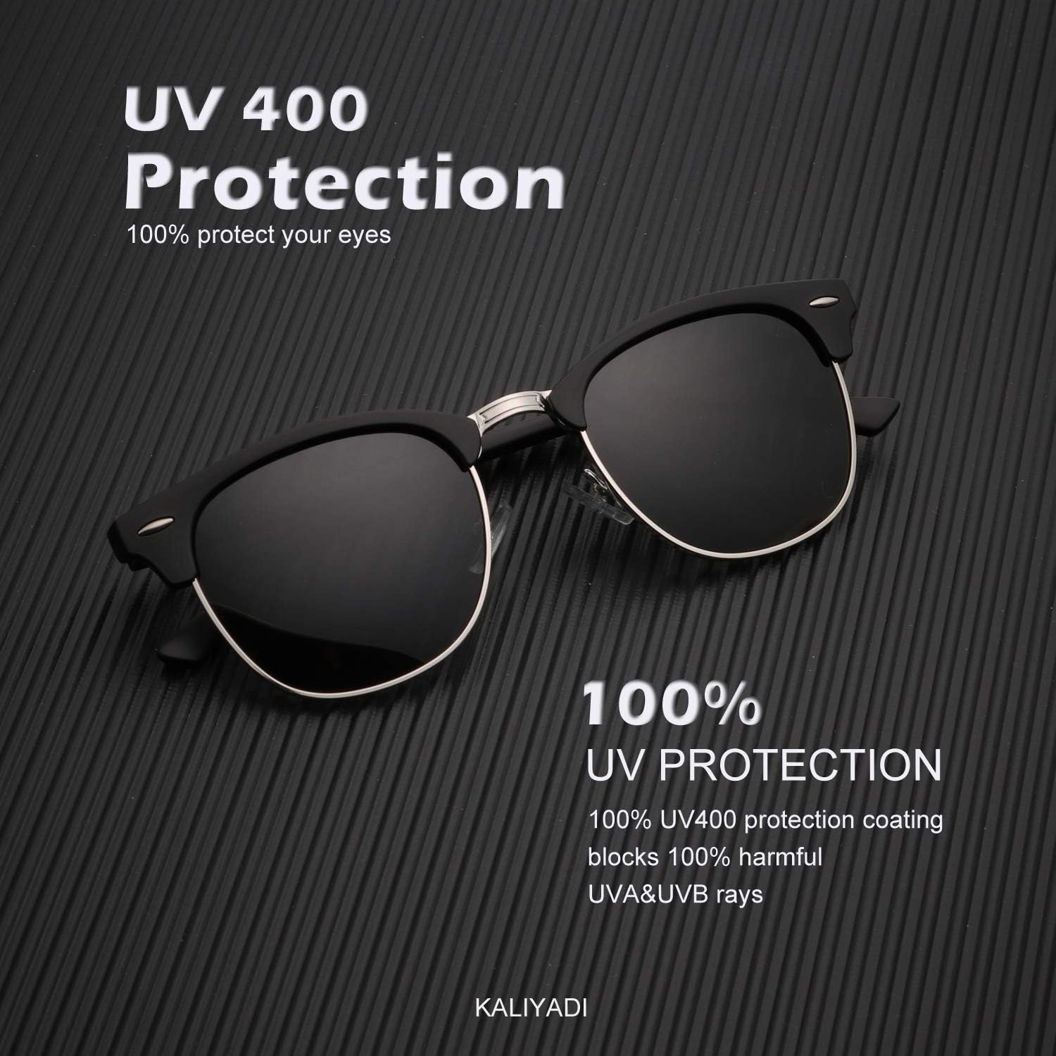 KALIYADI Polarized Sunglasses for Men and Women Semi-Rimless Frame Dri