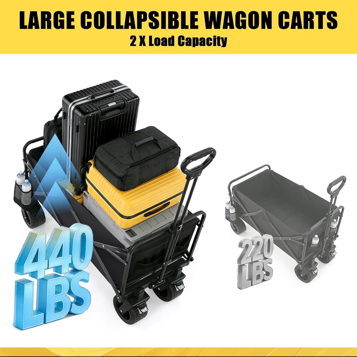 Beach Cart with Big All-Terrain Wheels for Sand & Air Sofa, 440 LBS Wa