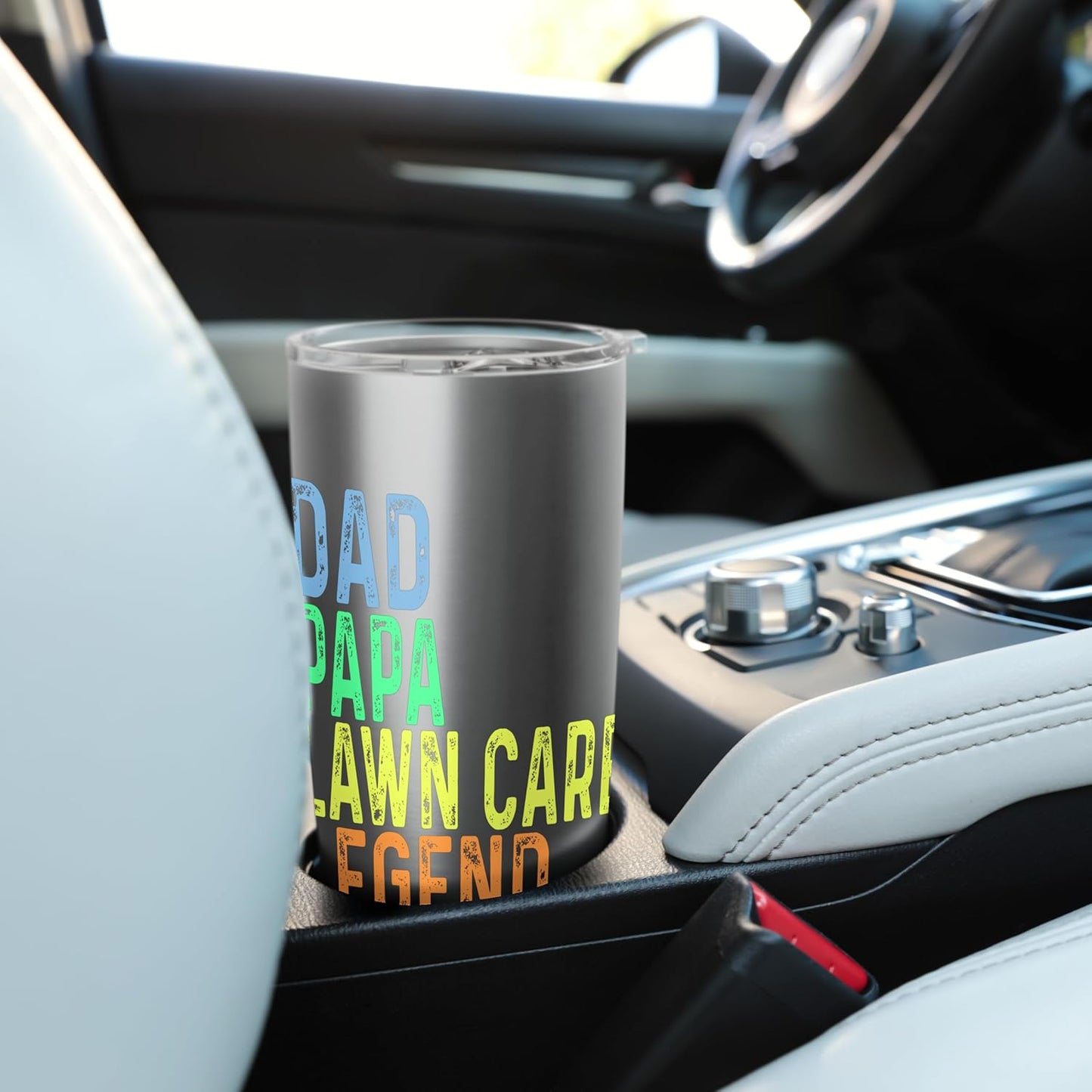 Funny Dad Papa Lawn Care Legend Grass Mowing Lawn Mower Dad Stainless Steel Insulated Tumbler