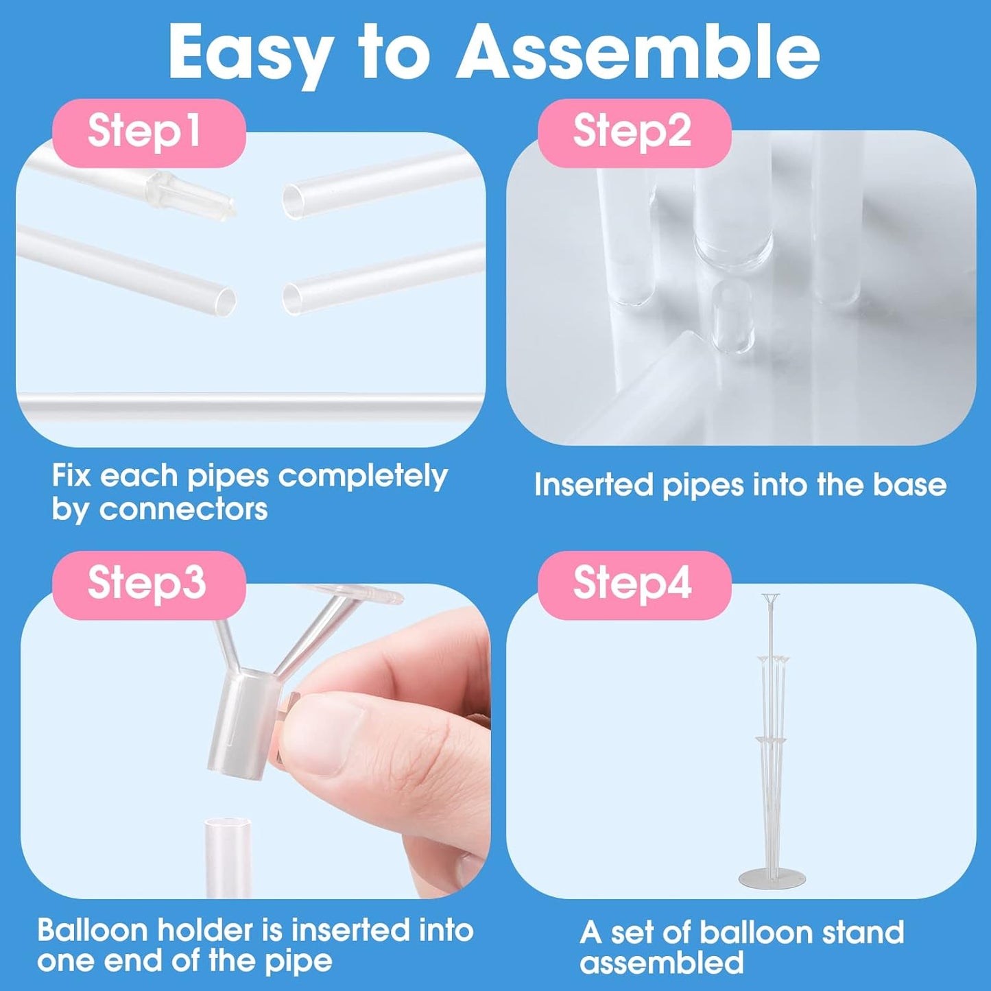 4 Sets Balloon Stand Kits, Balloon Sticks Holder with Base for Table Graduation Birthday Baby Shower Gender Reveal Party Decorations