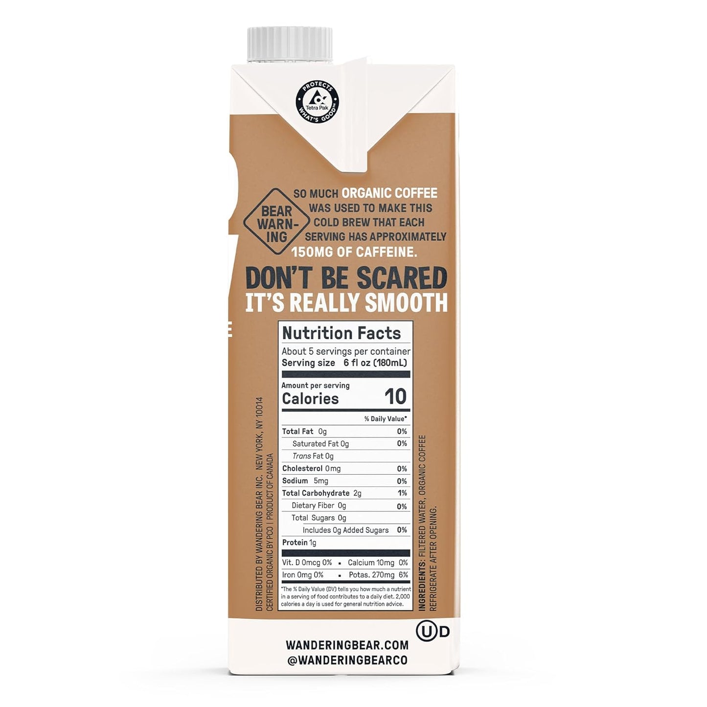 Wandering Bear Straight Black Organic Cold Brew Coffee - Extra Strong,