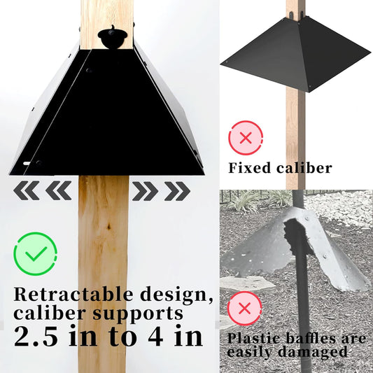 Metal Squirrel Baffle for 4x4 Post, 18 Inch Baffle for Bird Feeder, Outside Wooden Pole Mount Squirrel Guards for Bird Feeders to Deter Squirrels,Raccoons (2.5-4)