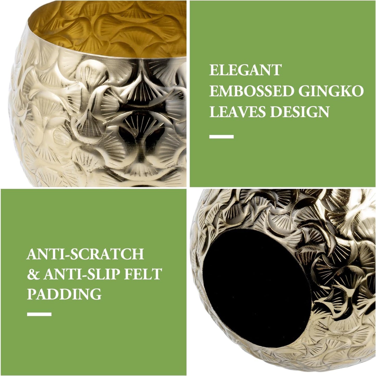 MyGift 5.5 inch Vintage Style Brass Tone Metal Embossed Ginkgo Leaf De