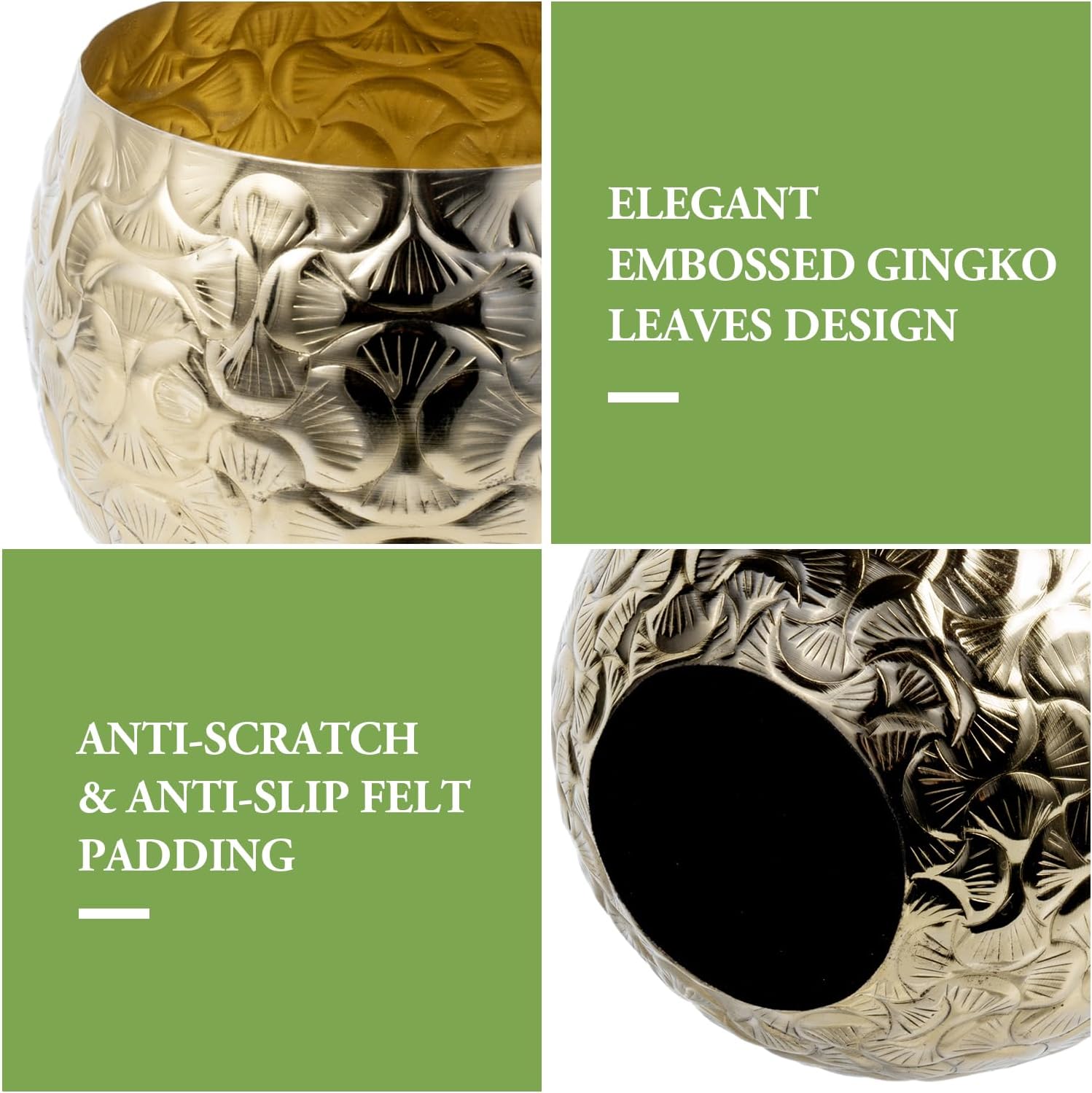 MyGift 5.5 inch Vintage Style Brass Tone Metal Embossed Ginkgo Leaf De