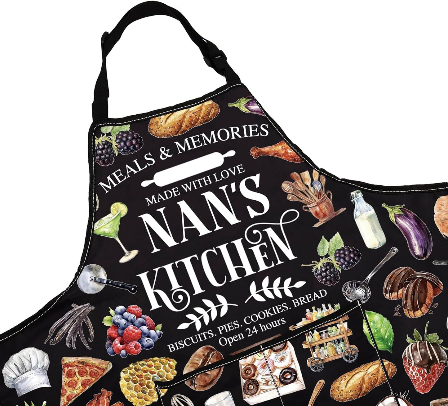 WCGXKO Nan’s Kitchen Apron Grandmother Birthday Gift Best Nan Ever Merch Mother’s Day Gift for Grandma