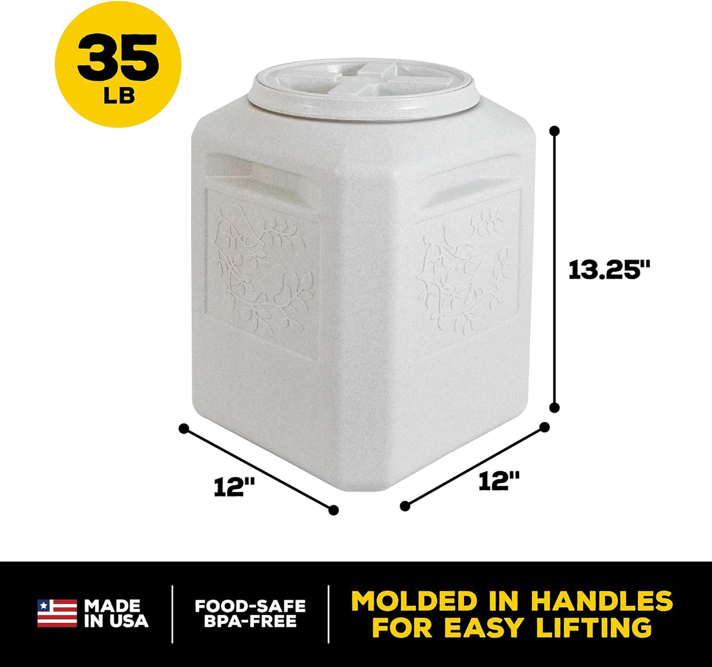 Gamma2 Vittles Vault Bird Seed Storage Container, Up to 35 Pounds Dry Pet Food Storage, Made in USA